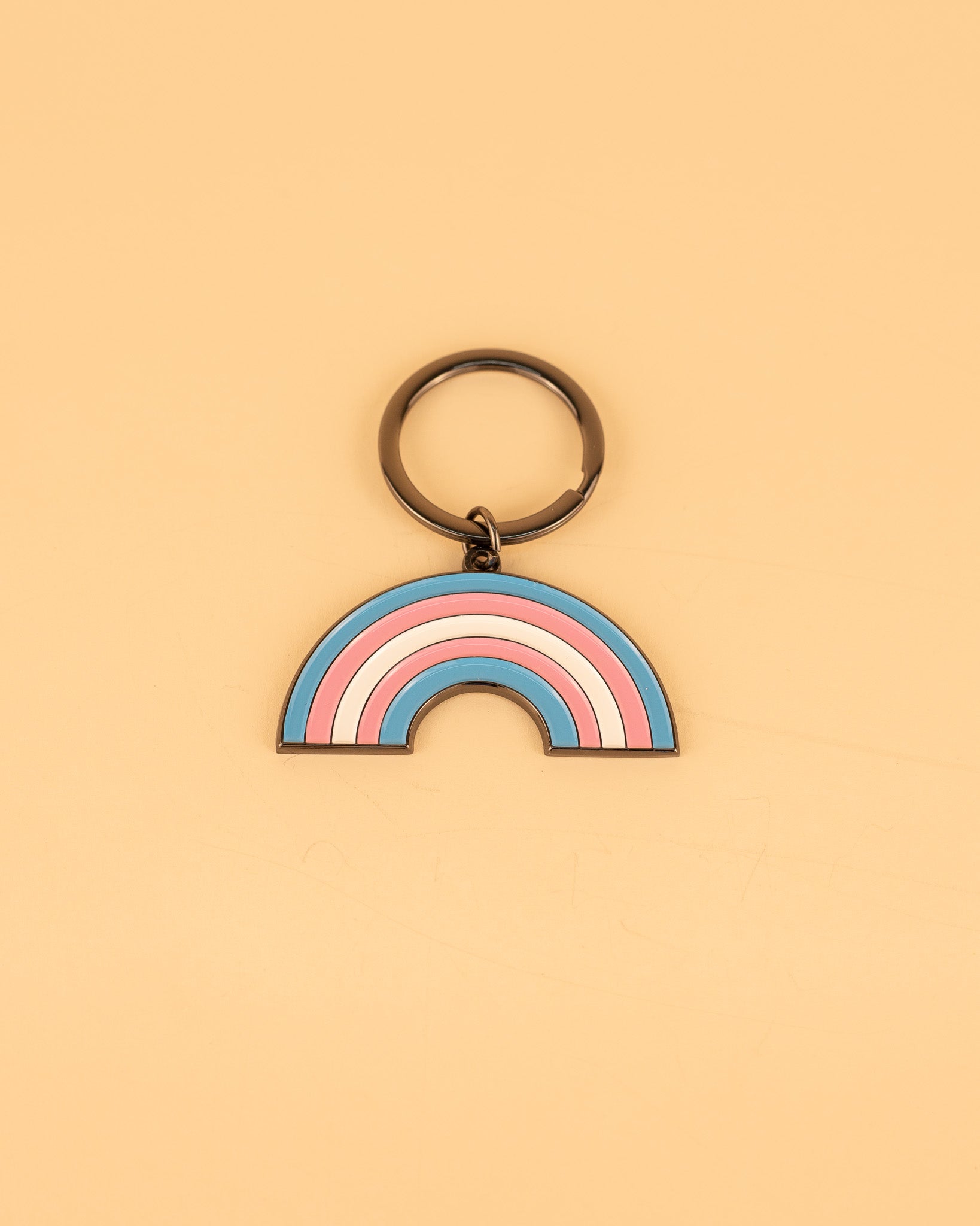Trans Rainbow Enamel Keychain