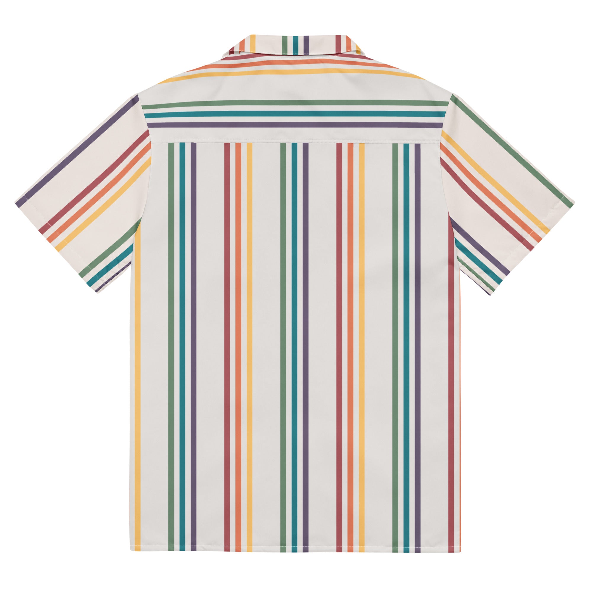 Camisa unisex de gran tamaño con botones y rayas de arcoíris