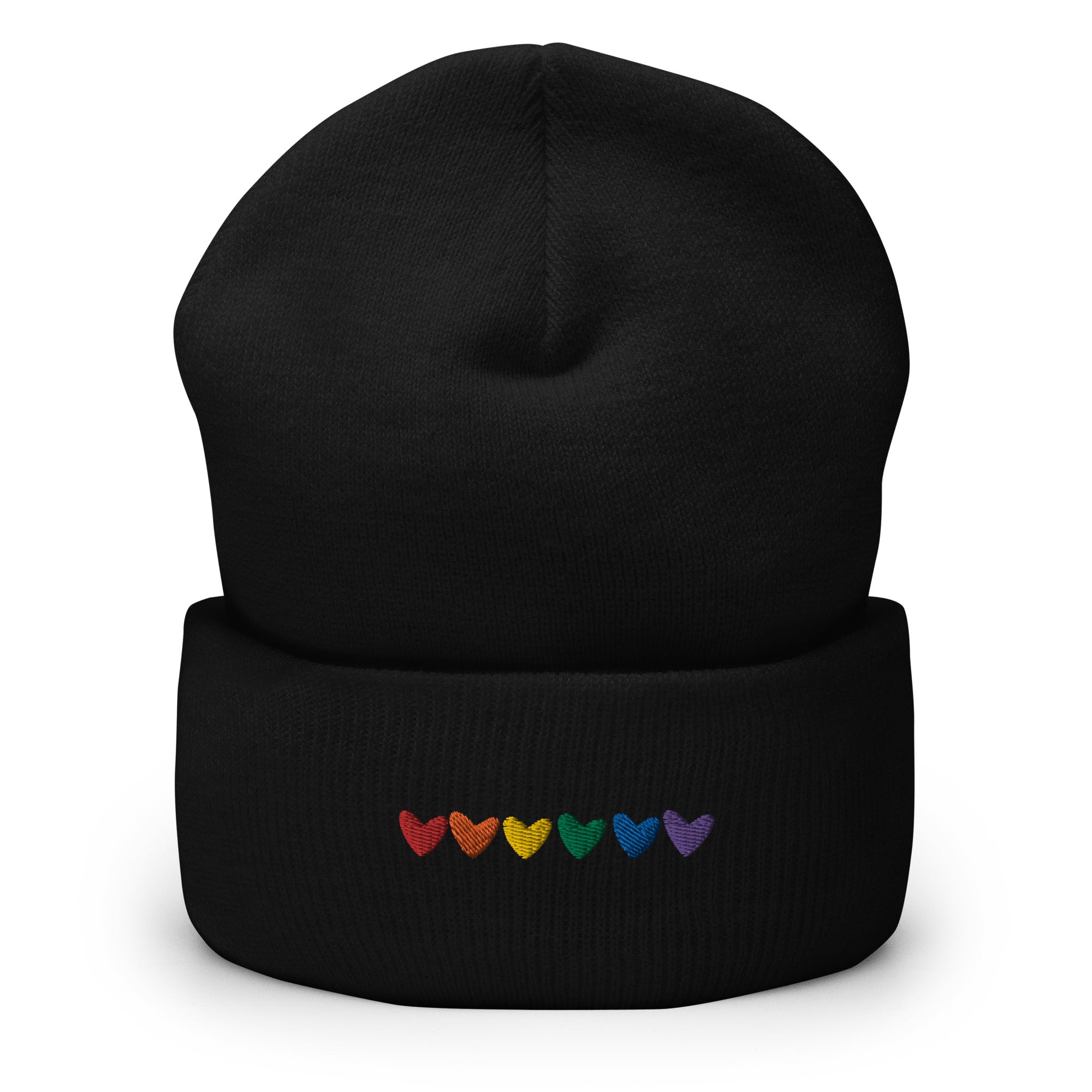 Gorro con puños bordados con corazones gay