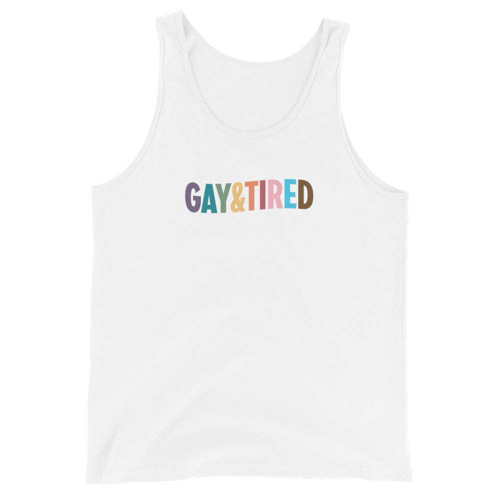Gay & Tired Rainbow Unisex Tank Top
