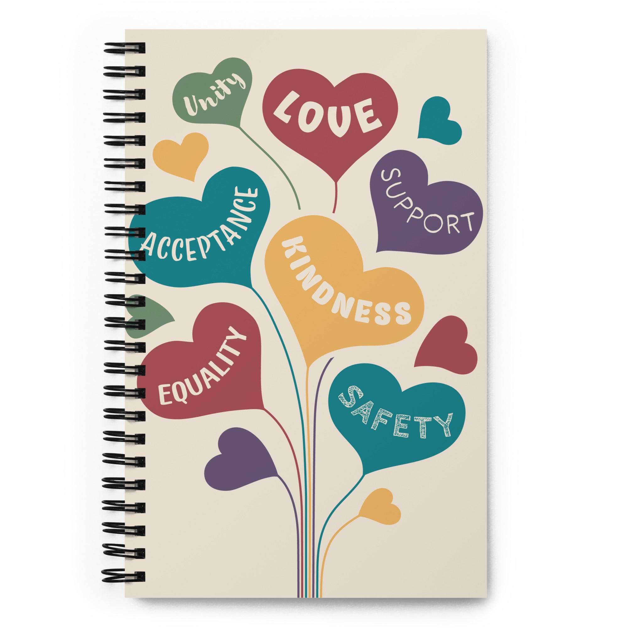 Rainbow Balloon Hearts Spiral Notebook