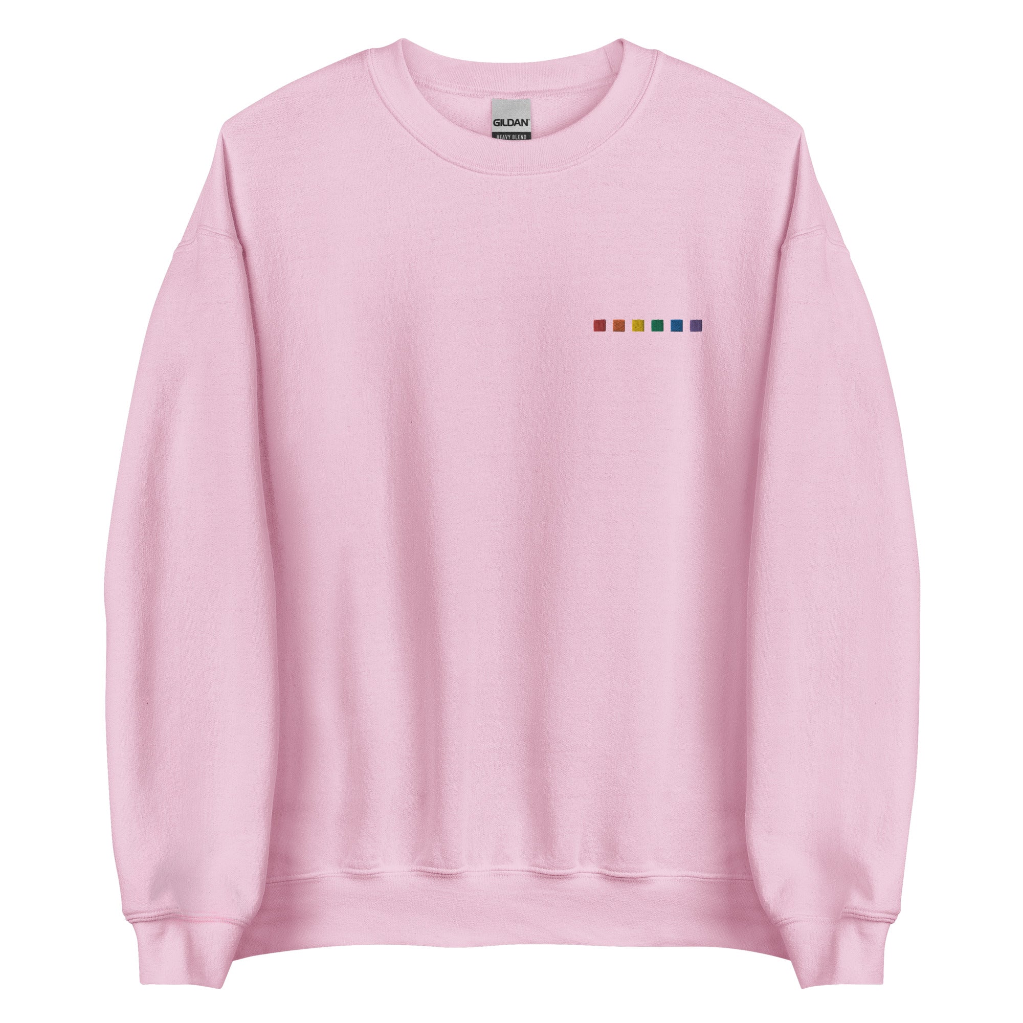 Sudadera unisex con cuadrados de arcoíris en el pecho izquierdo