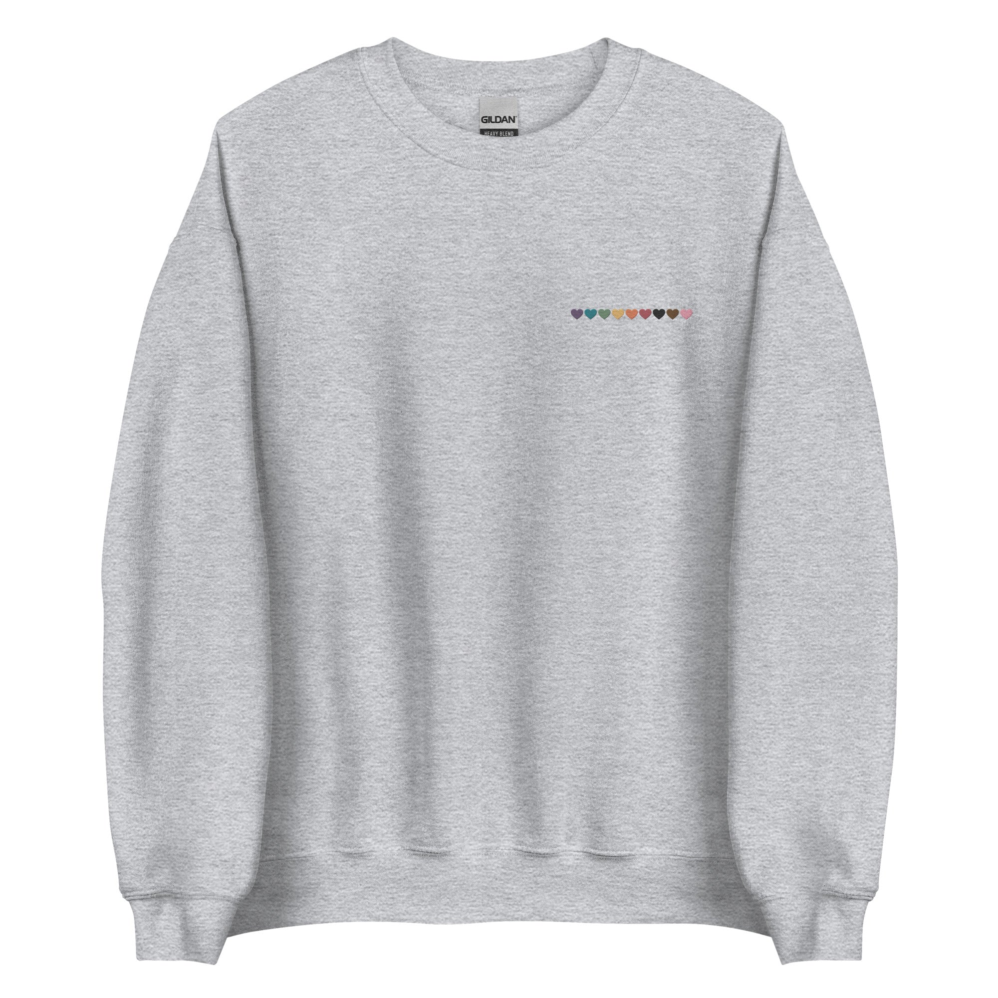 Progressive Pride Rainbow Hearts Embroidered Unisex Sweatshirt