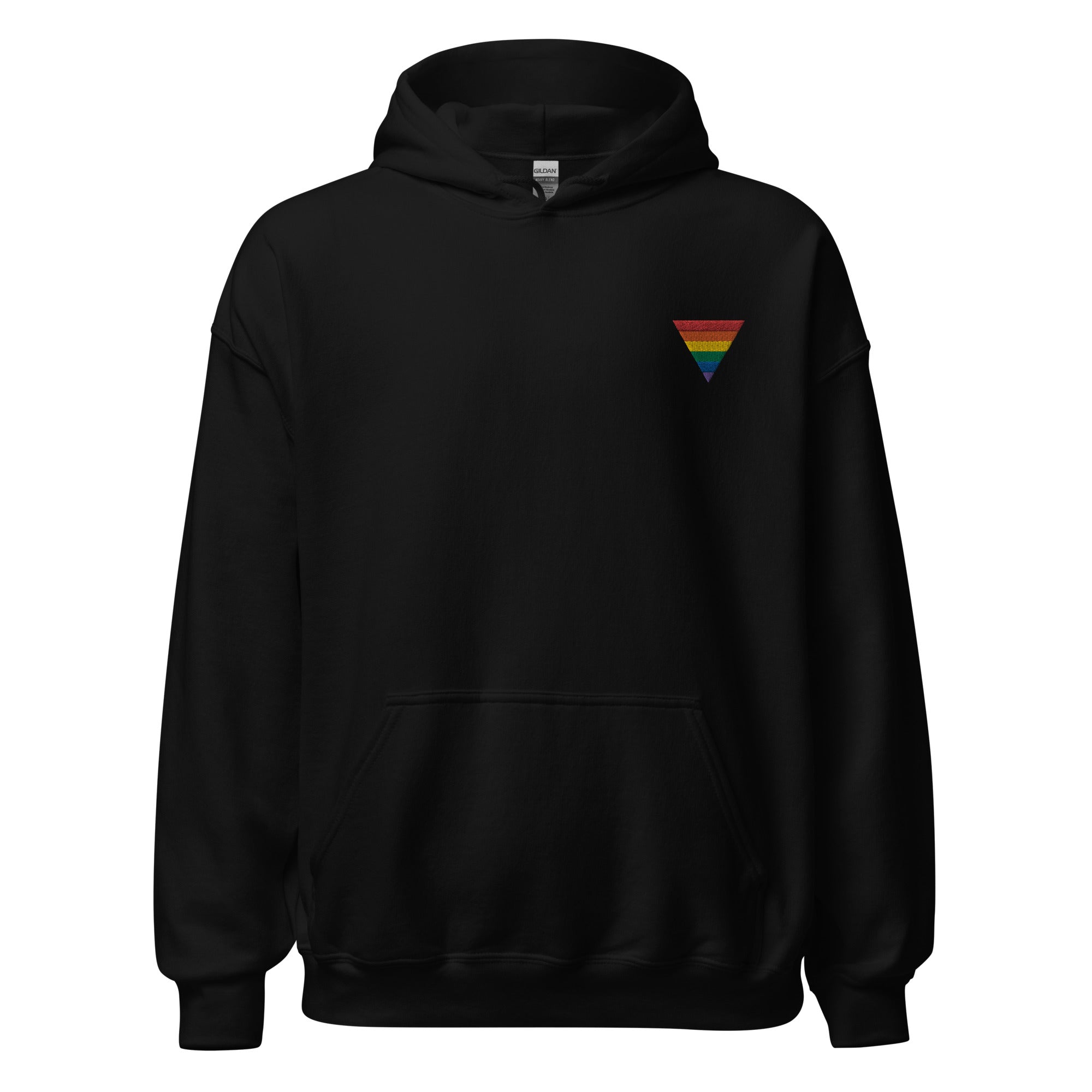 Sudadera unisex con capucha bordada con triángulos de arcoíris
