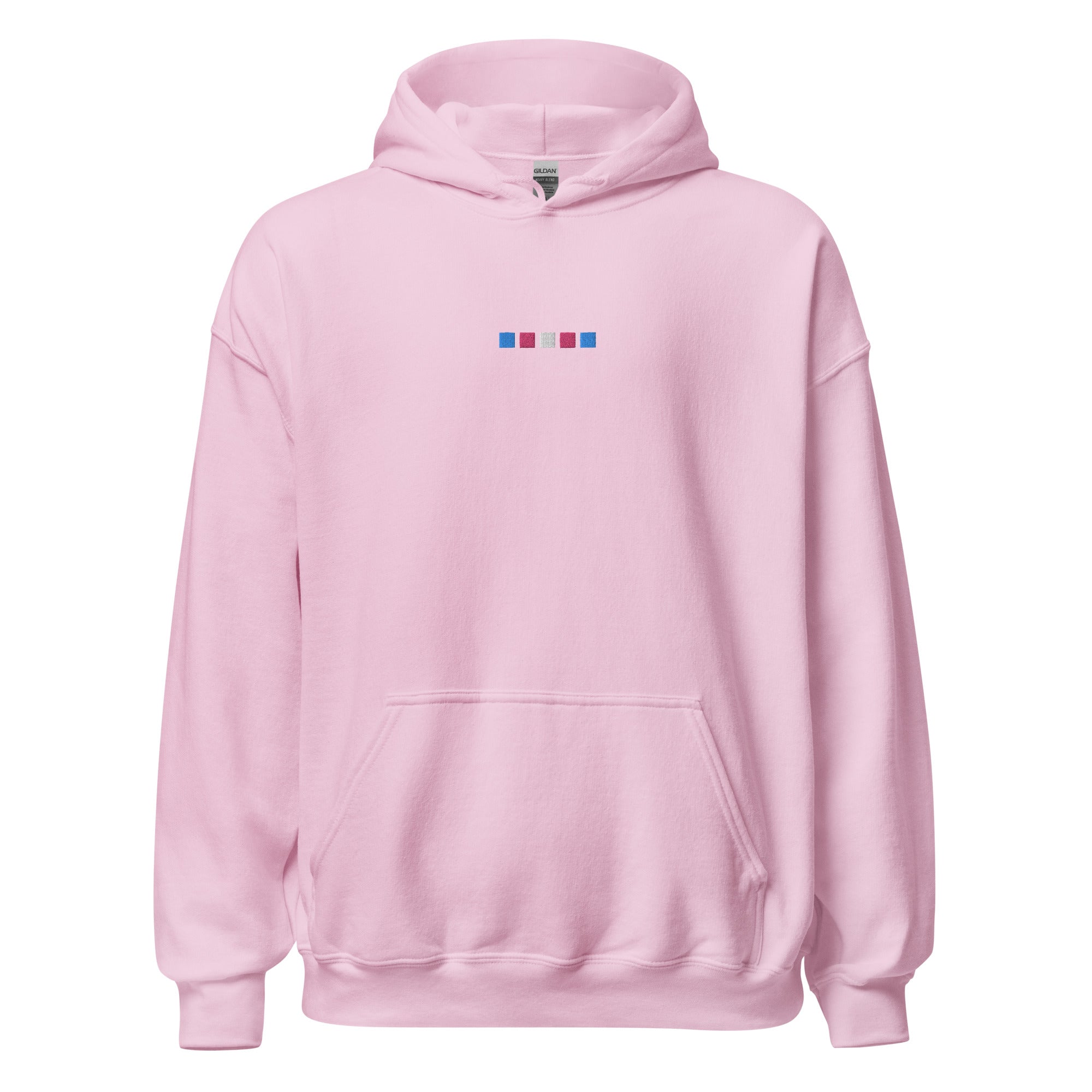 Sudadera unisex con capucha bordada con cuadrados trans