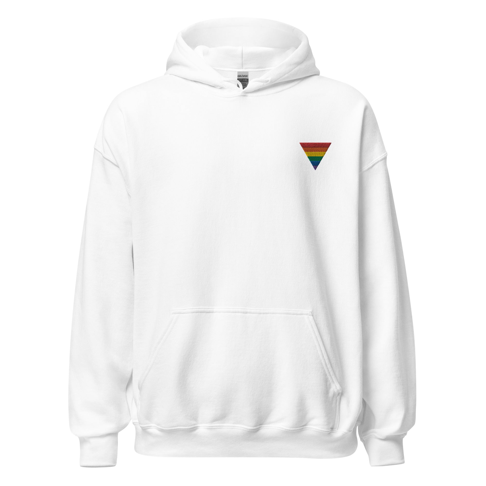 Sudadera unisex con capucha bordada con triángulos de arcoíris