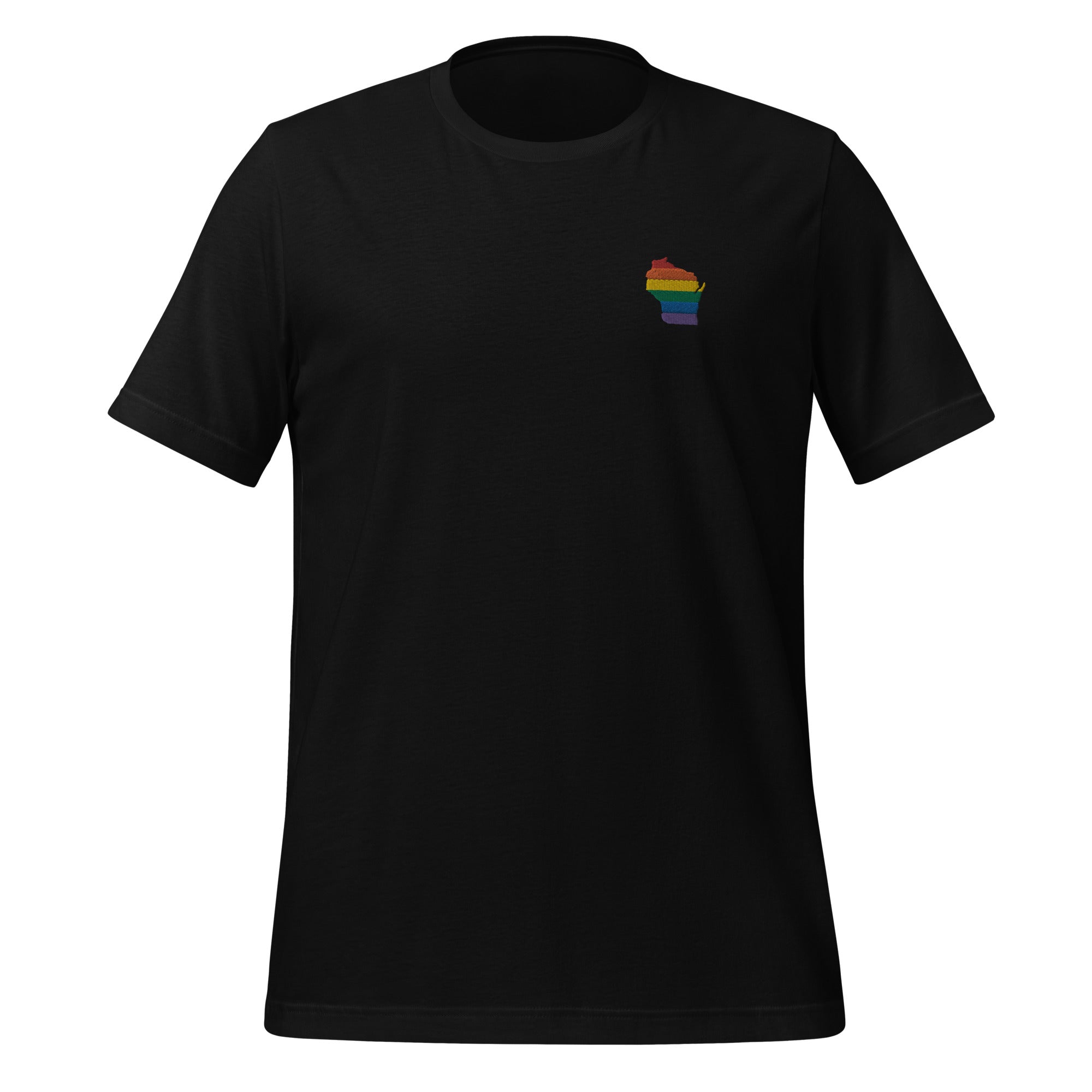 Camiseta unisex bordada con el arcoíris de Wisconsin
