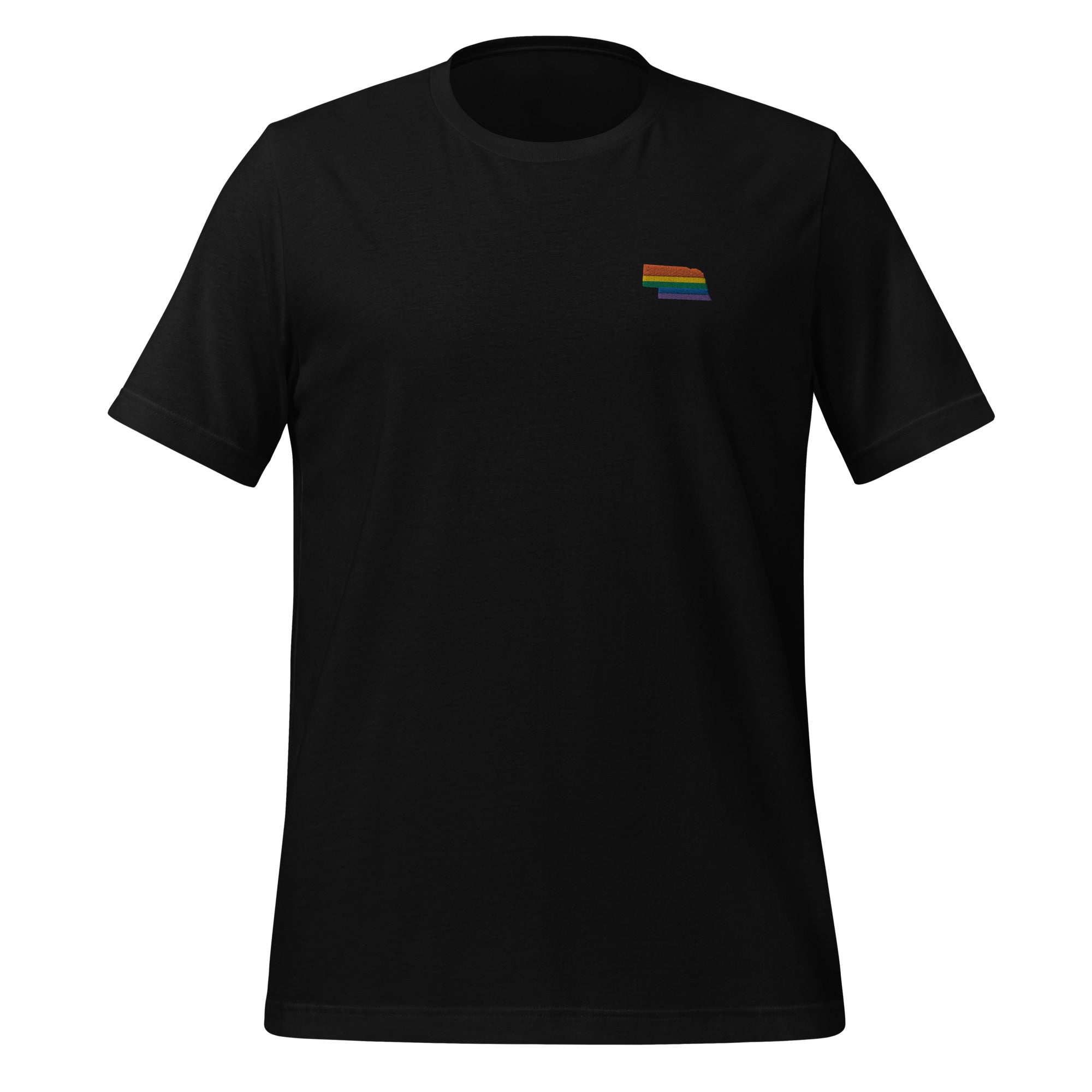 Camiseta unisex bordada con el arcoíris de Nebraska
