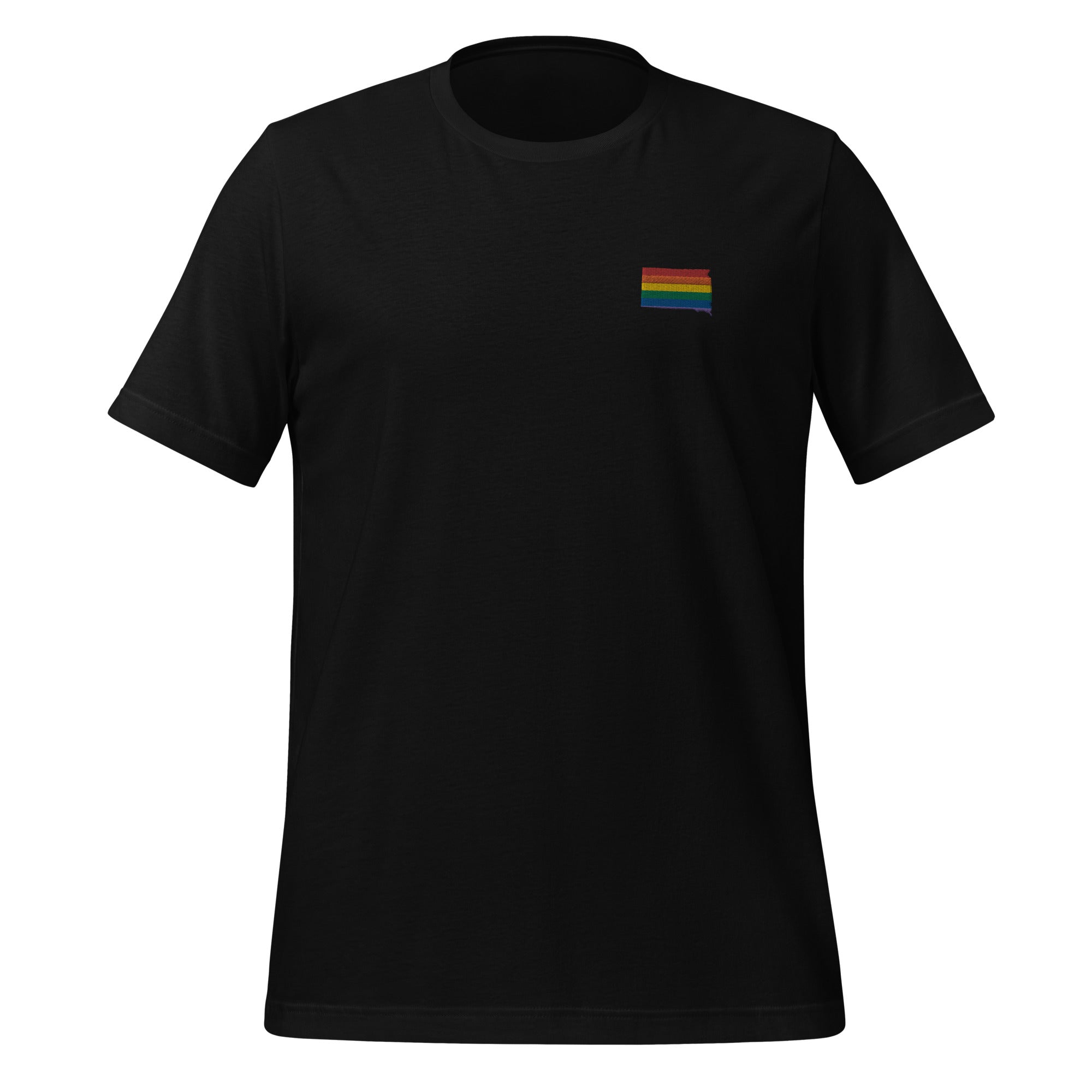 Camiseta unisex bordada con arcoíris de Dakota del Sur