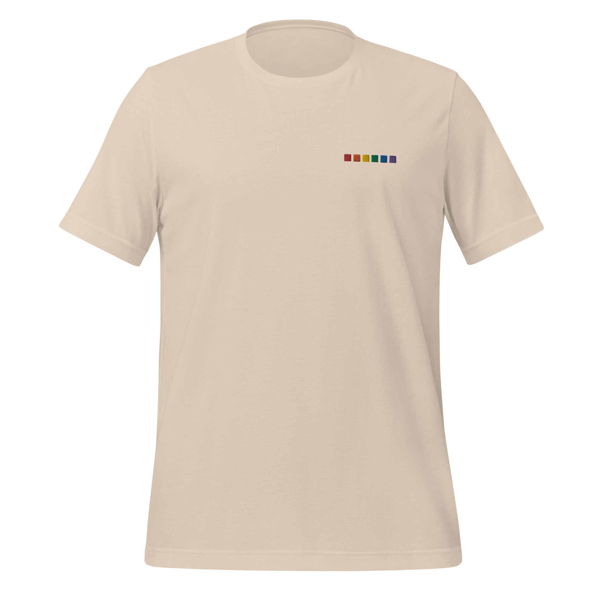 Camiseta unisex bordada con cuadrados de arcoíris