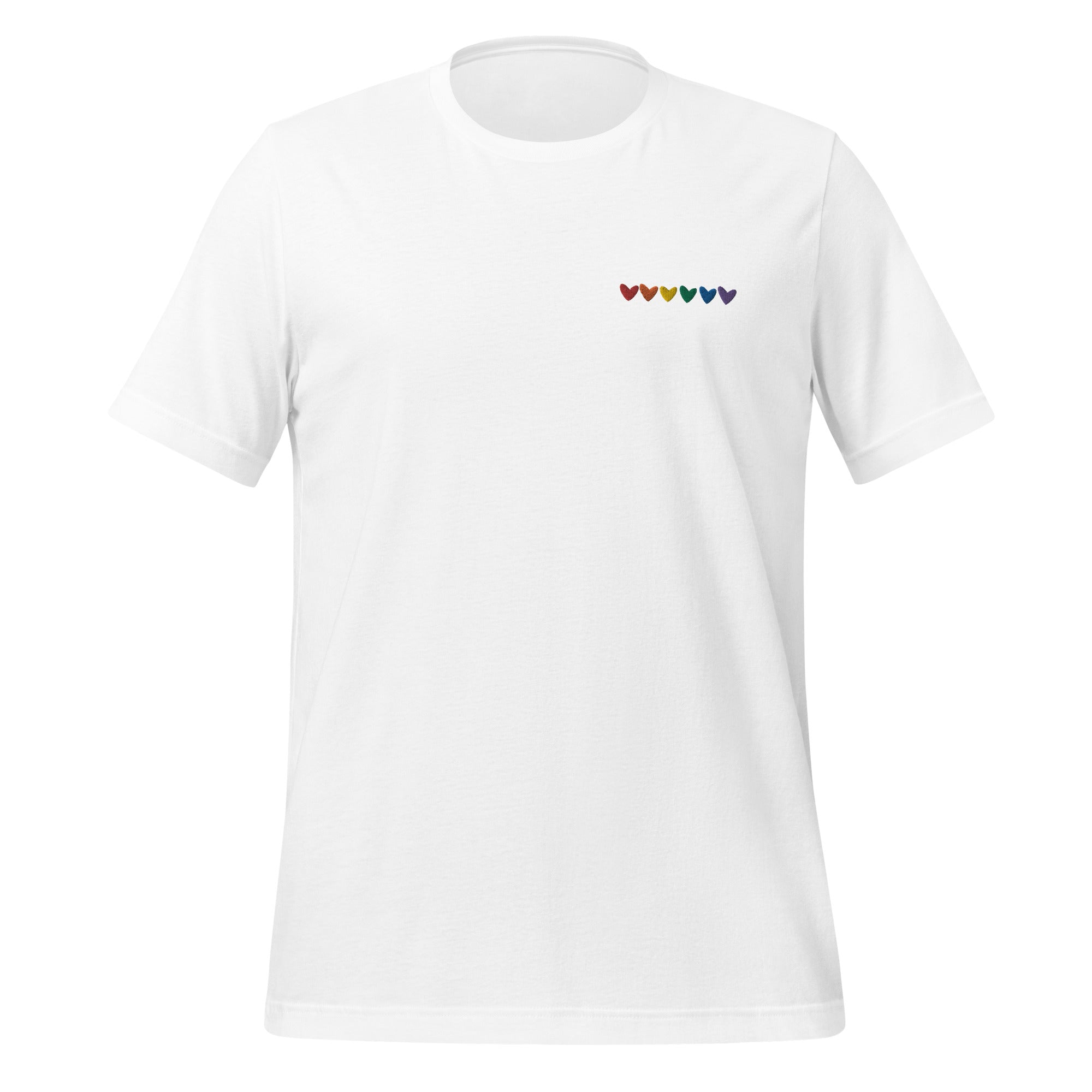 Camiseta unisex bordada con corazones gay