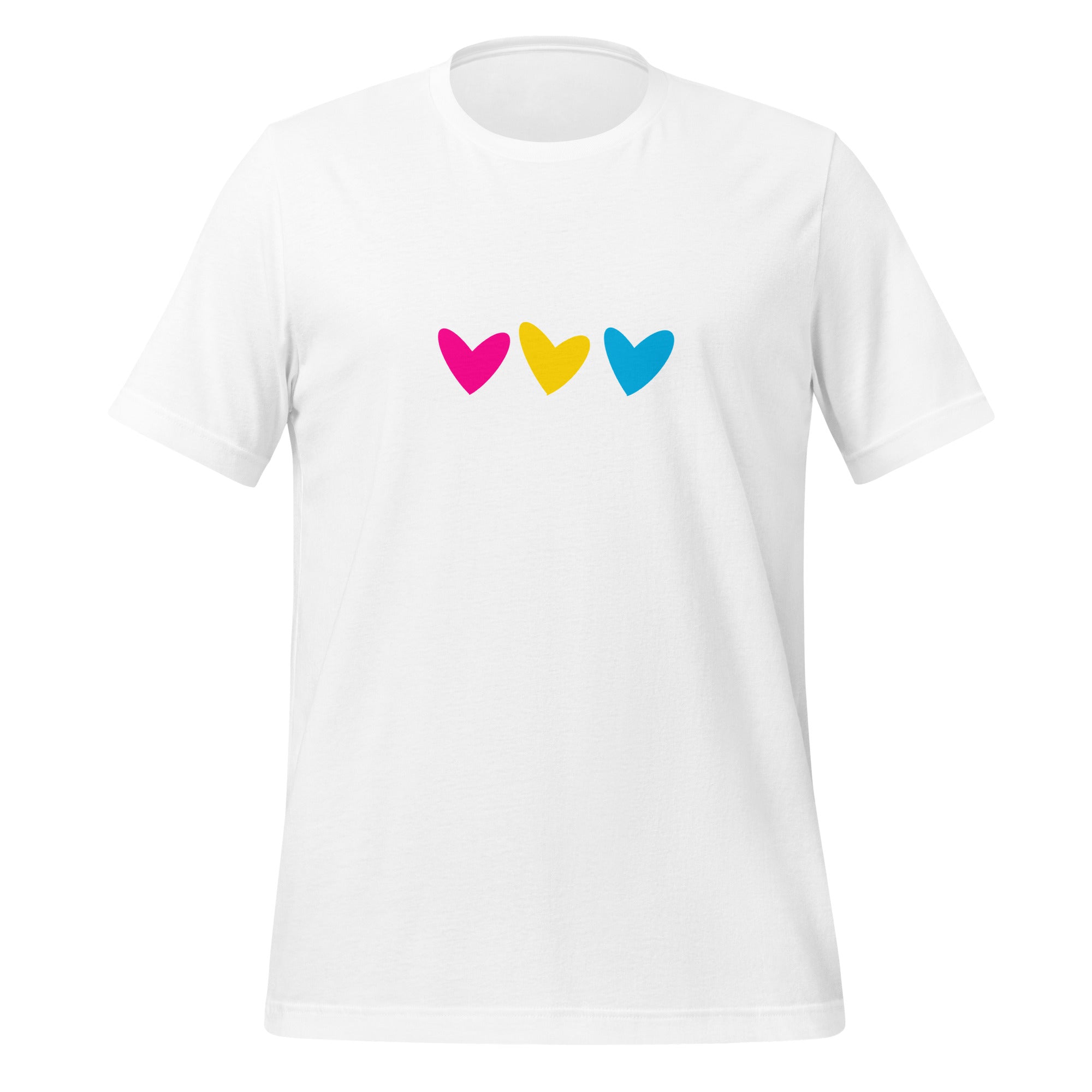 Camiseta unisex con corazones pansexuales