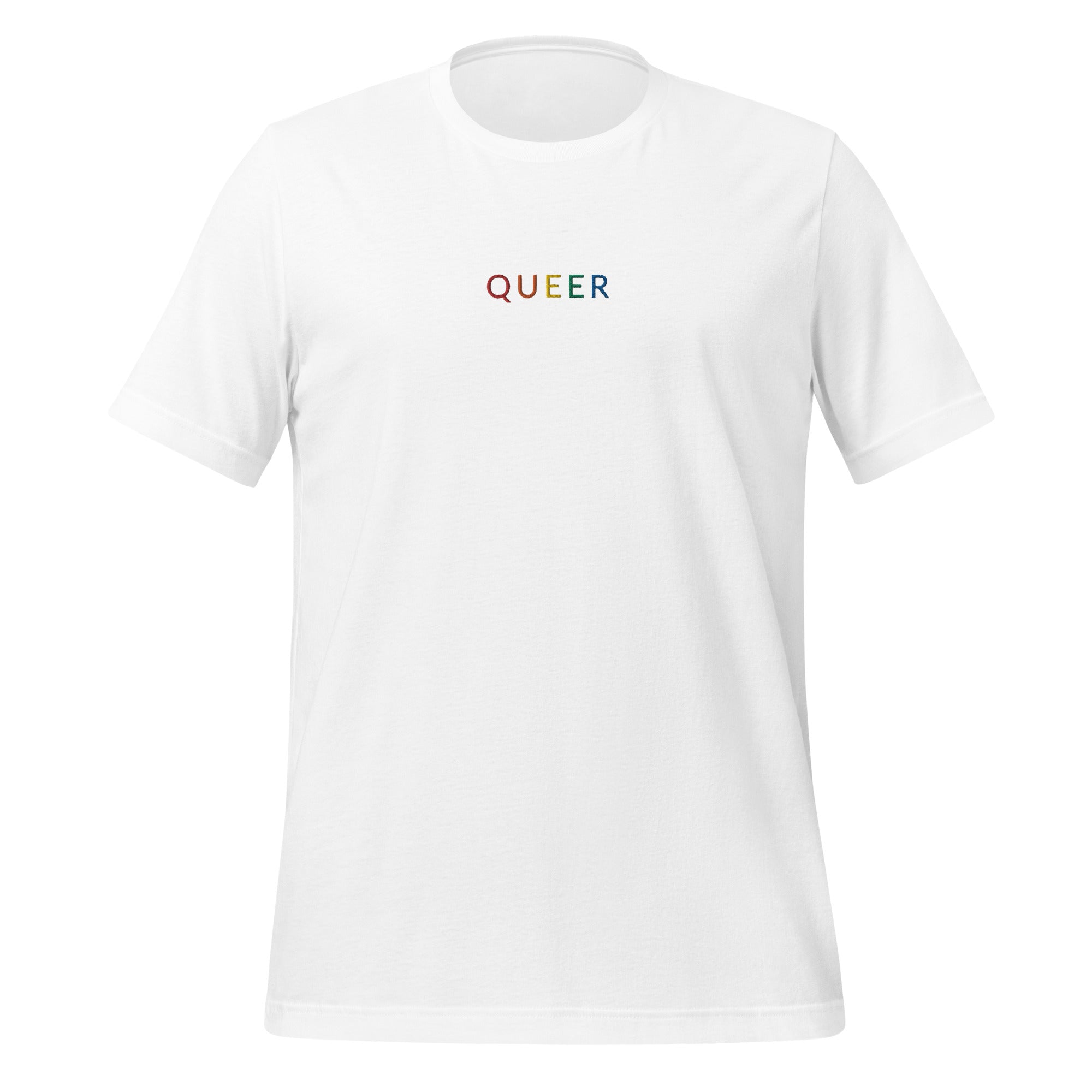 Camiseta unisex bordada con el arcoíris queer