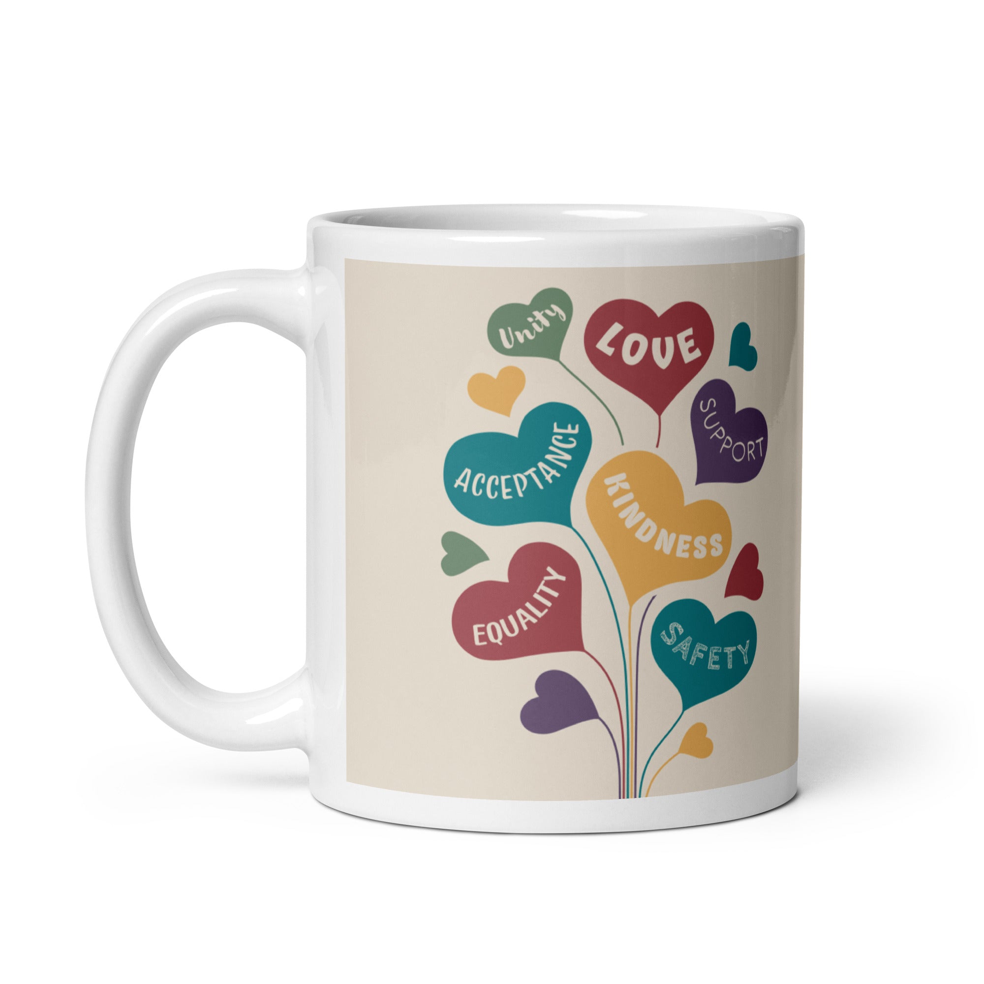 Rainbow Balloon Hearts Mug
