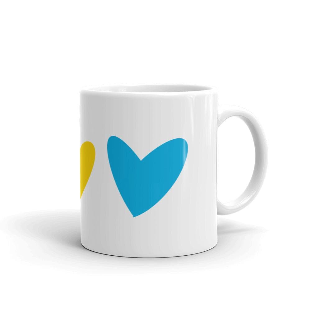 Taza de corazones pansexuales