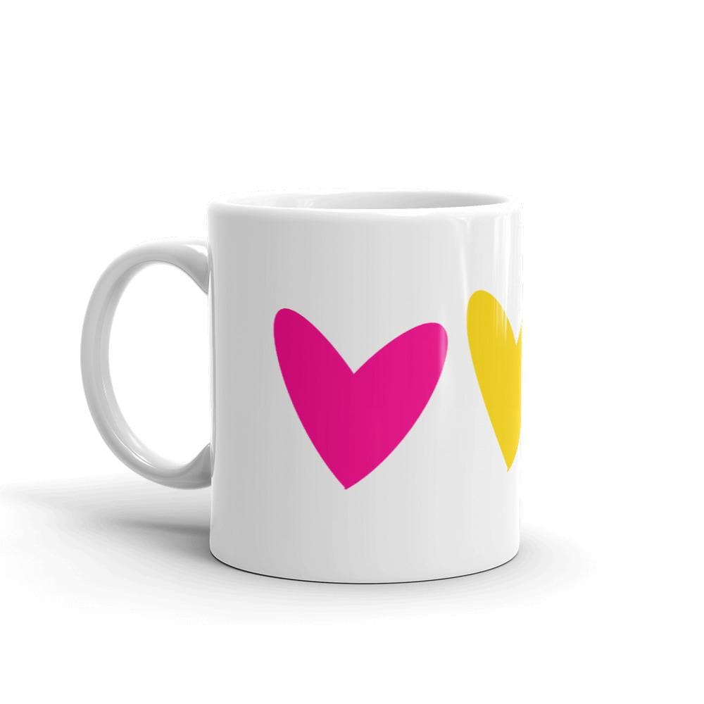 Taza de corazones pansexuales