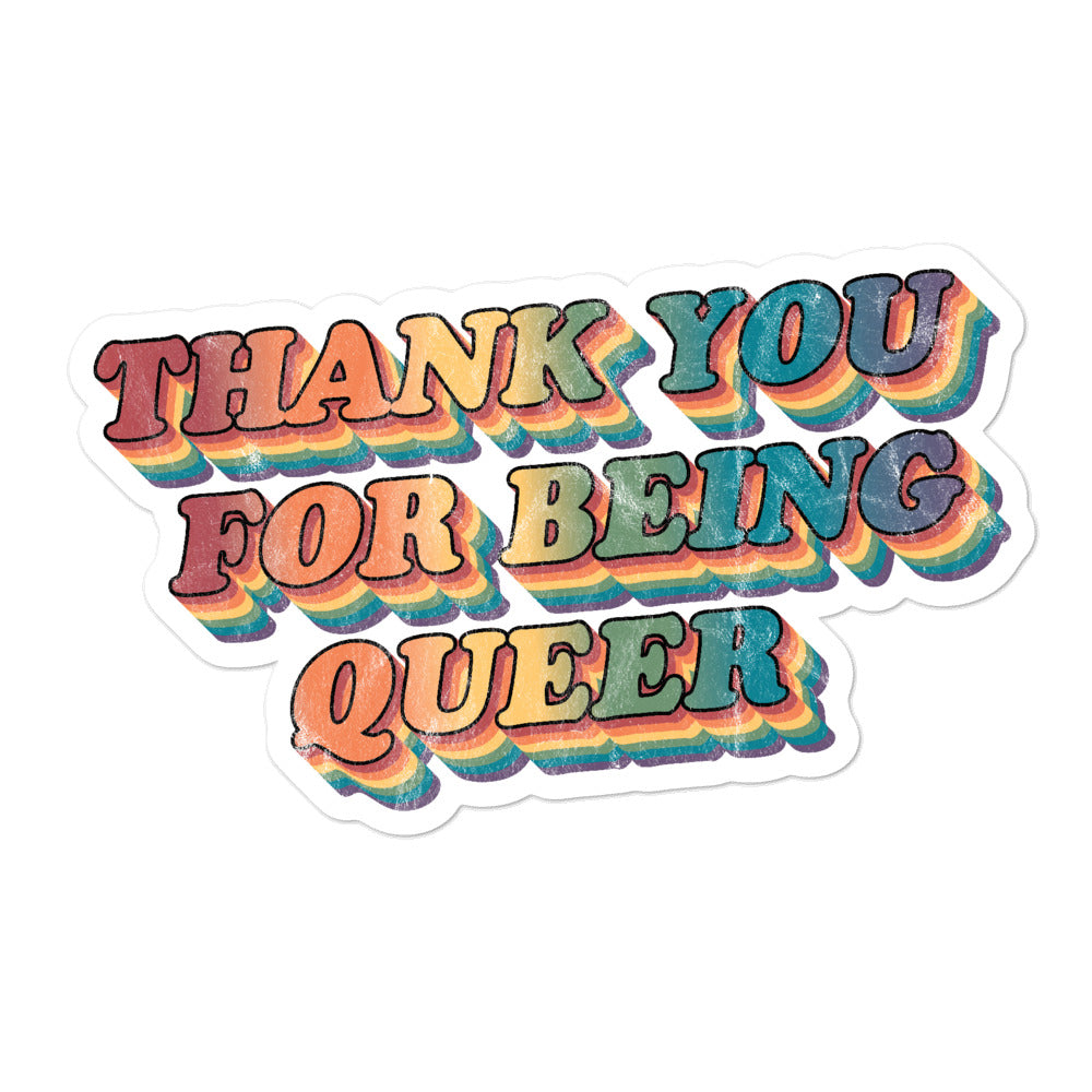 Pegatinas retro con el mensaje "Gracias por ser queer"