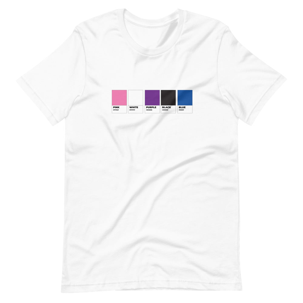 Camiseta unisex con muestra de colores de género fluido