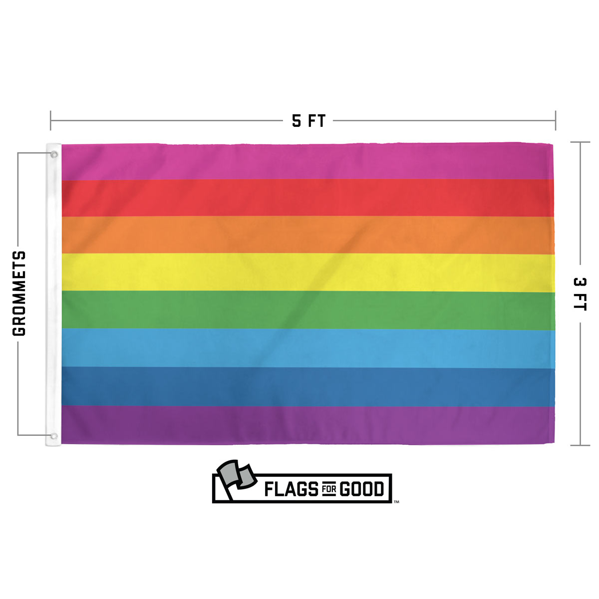 Original 8 Stripe Gilbert Baker Rainbow Pride Flag