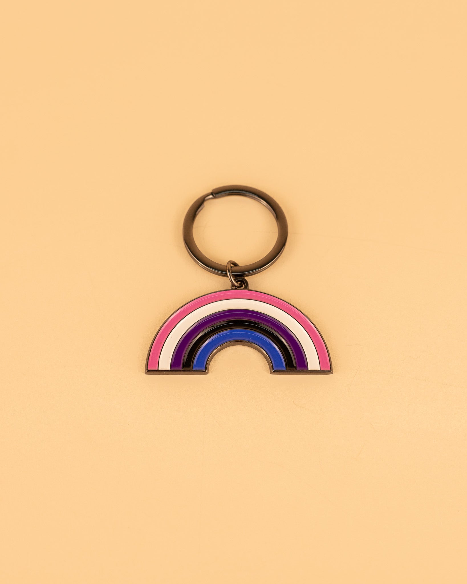 Genderfluid Rainbow Enamel Keychain