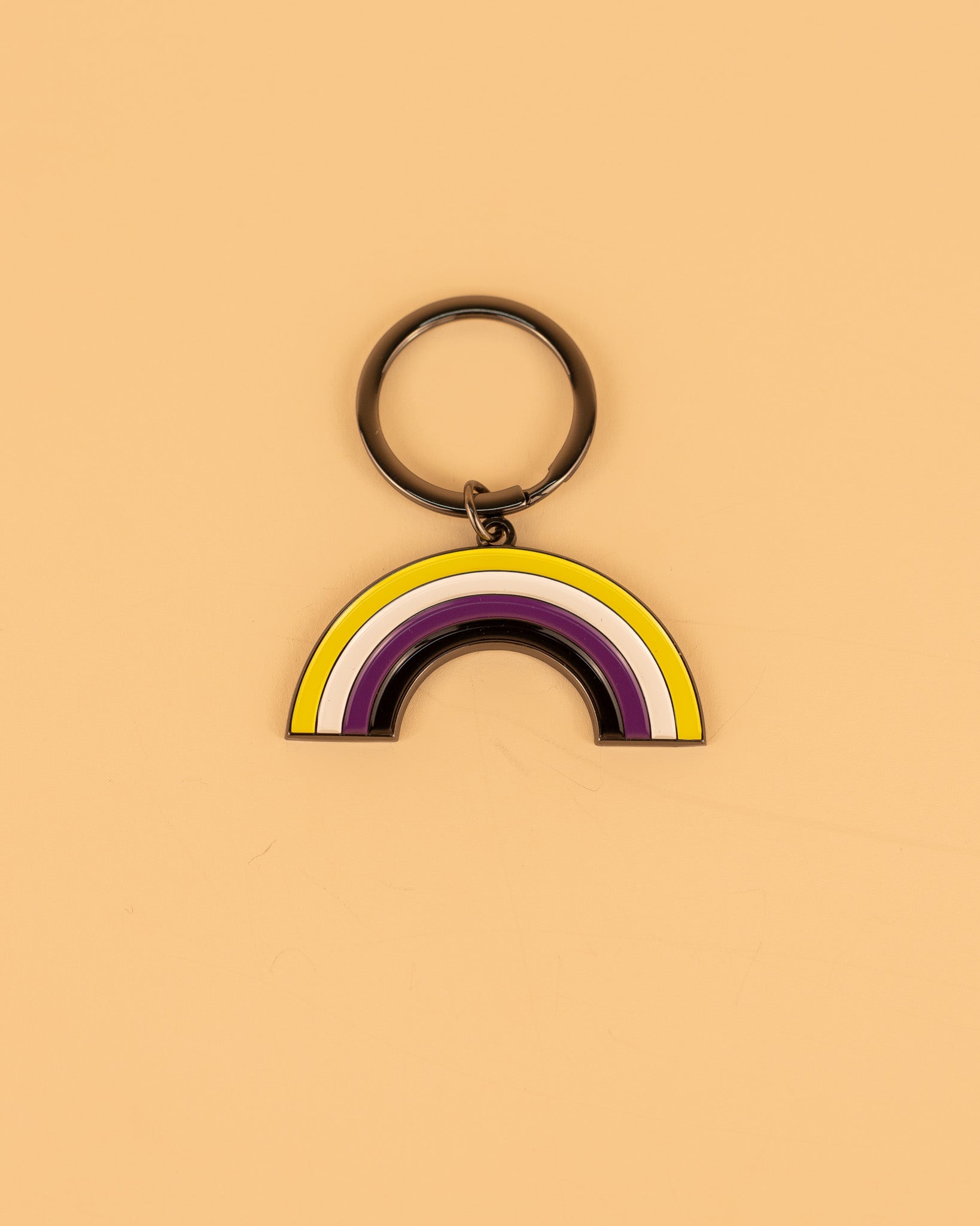 Non-Binary Rainbow Enamel Keychain