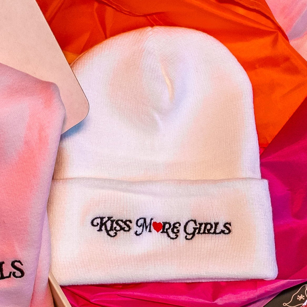 Kiss More Girls Embroidered Cuffed Beanie