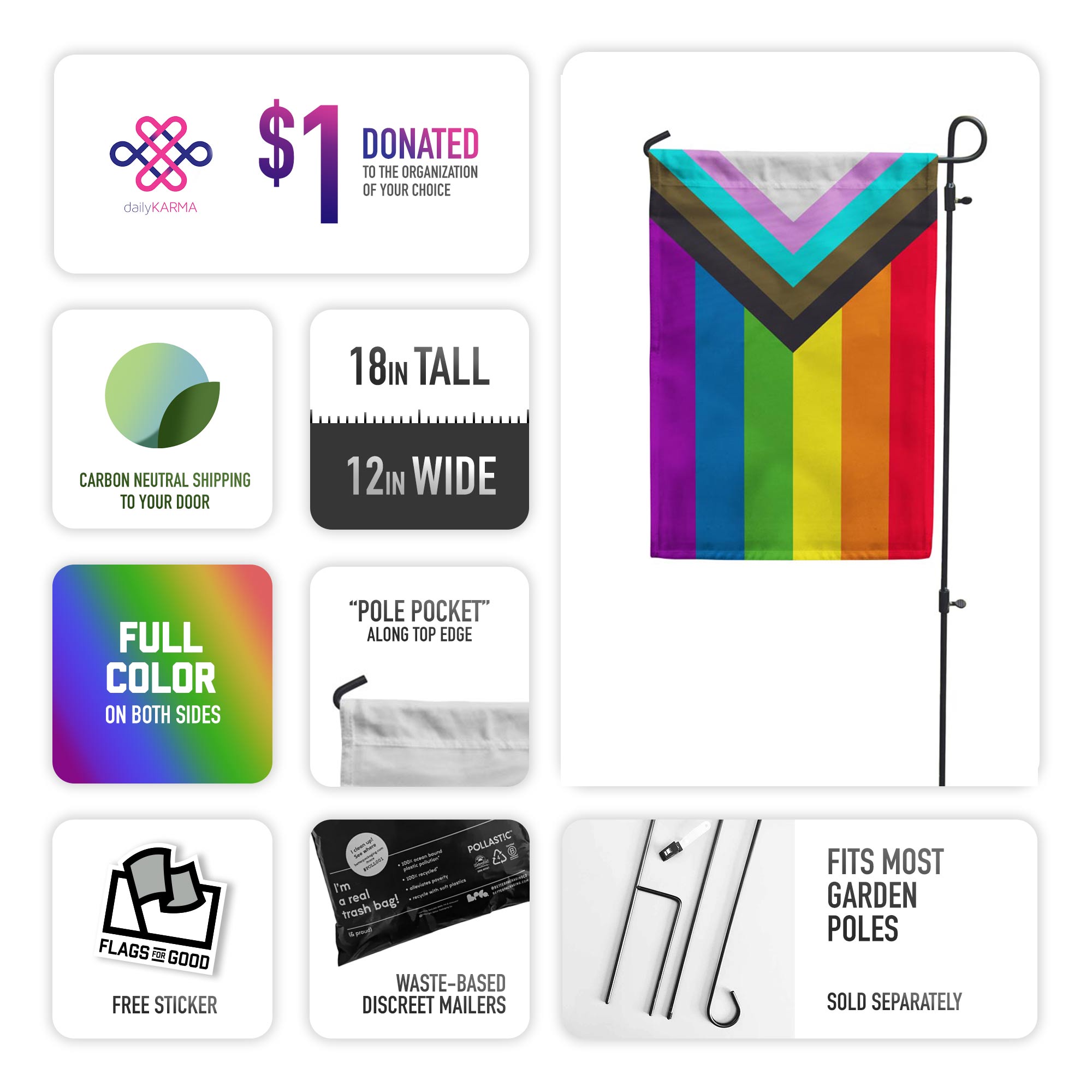 Progress Pride Garden Flag
