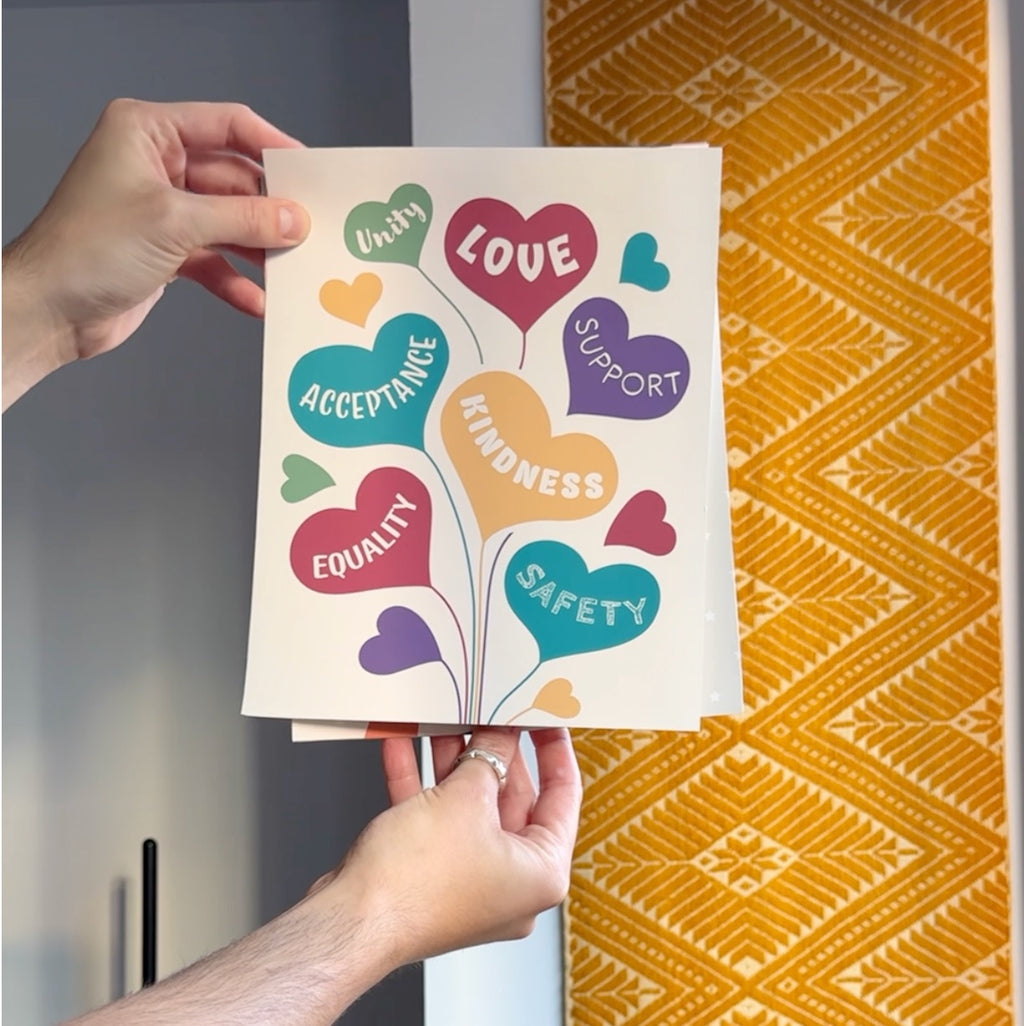 Rainbow Balloon Hearts Poster