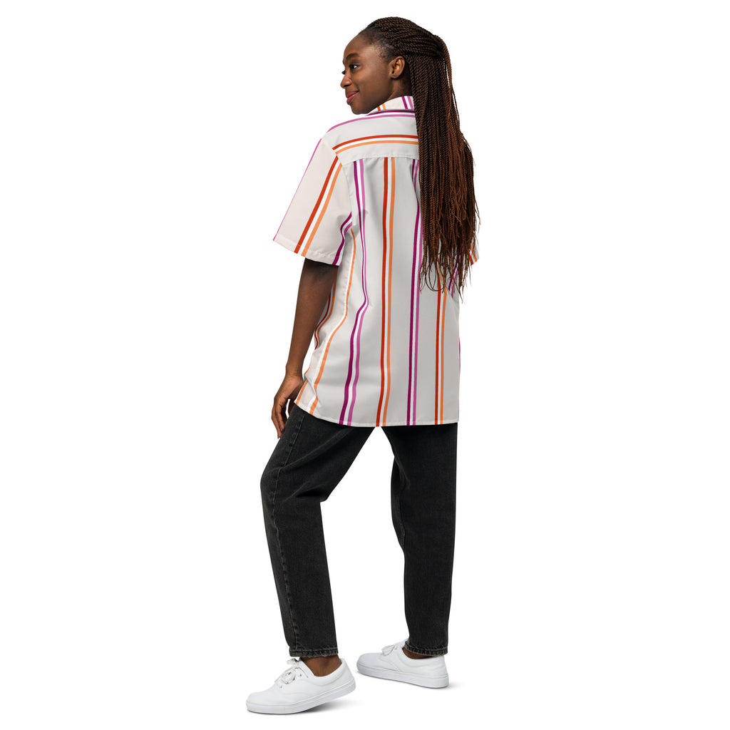 Lesbian Stripes Oversized Button Up Unisex Shirt