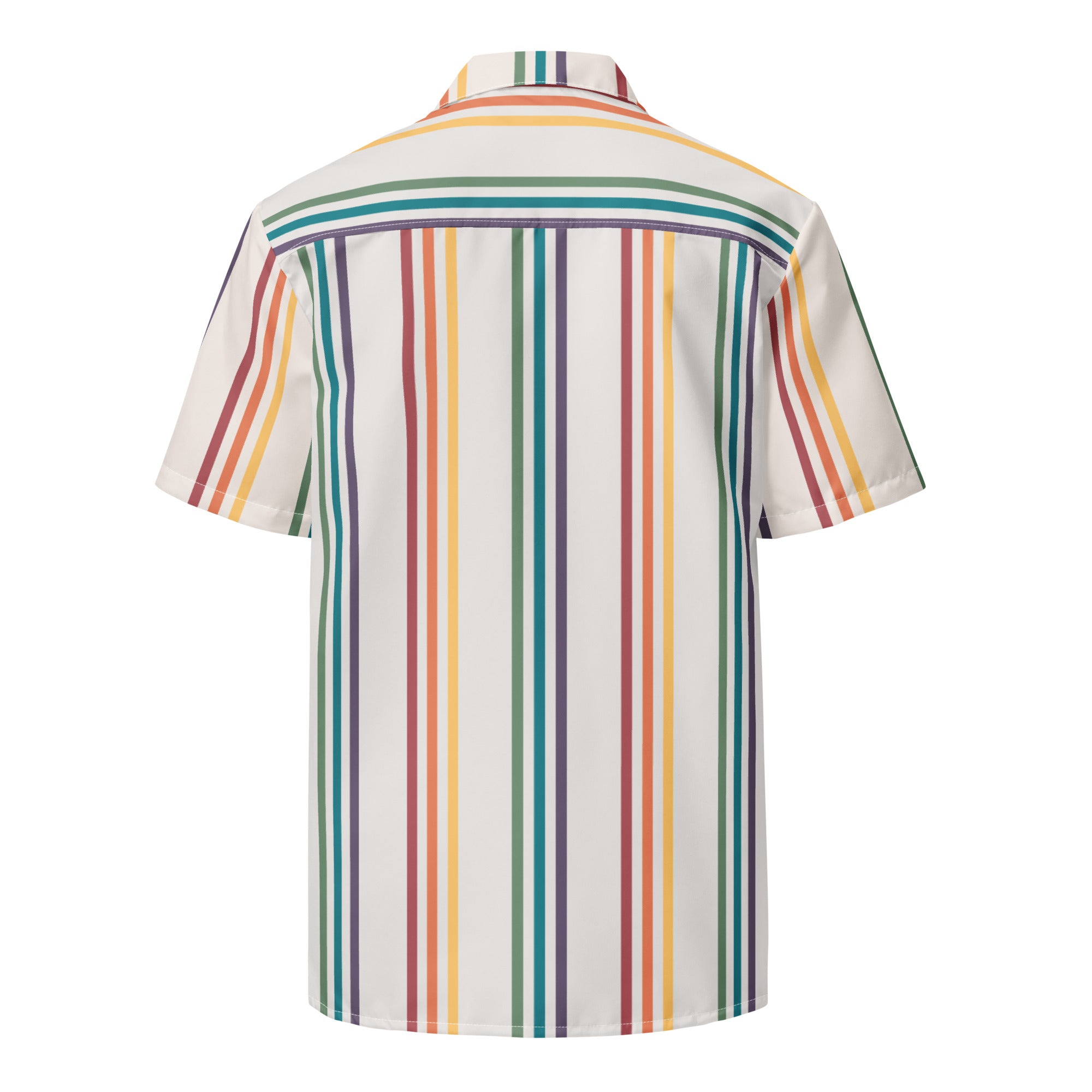 Camisa unisex de gran tamaño con botones y rayas de arcoíris