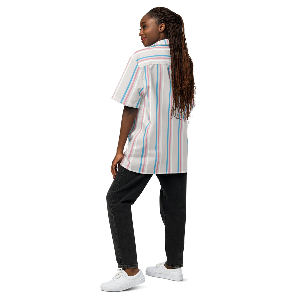 Trans Stripes Oversized Button Up Unisex Shirt