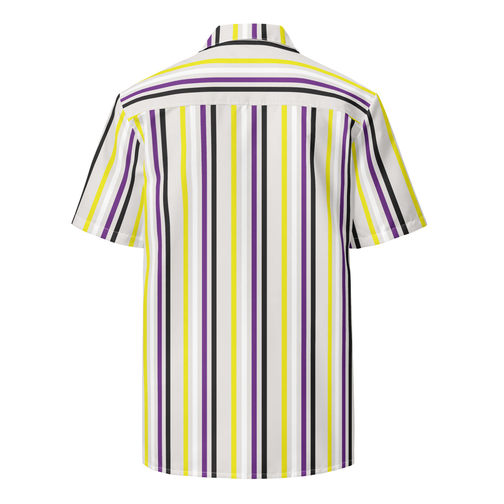 Non-Binary Stripes Oversized Button Up Unisex Shirt