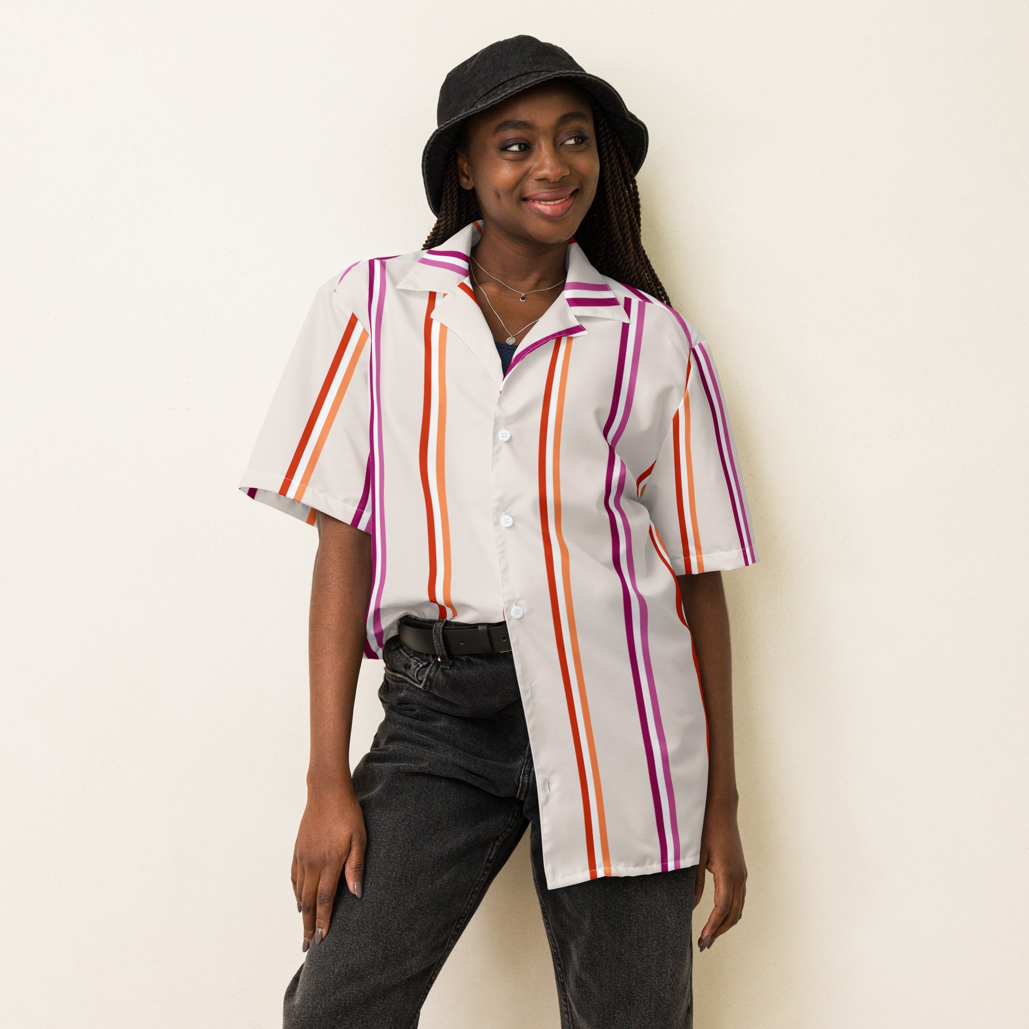 Lesbian Stripe Button Shirt