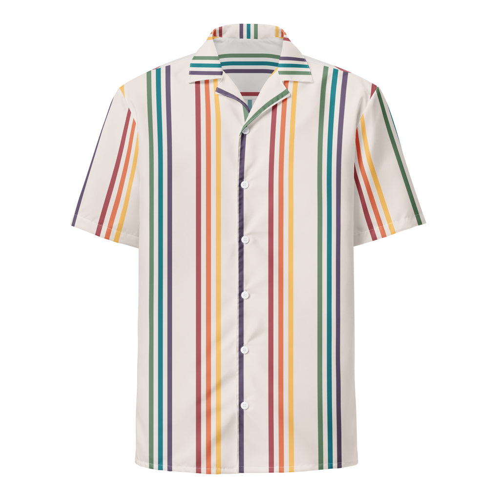 Rainbow Stripes Oversized Button Up Unisex Shirt