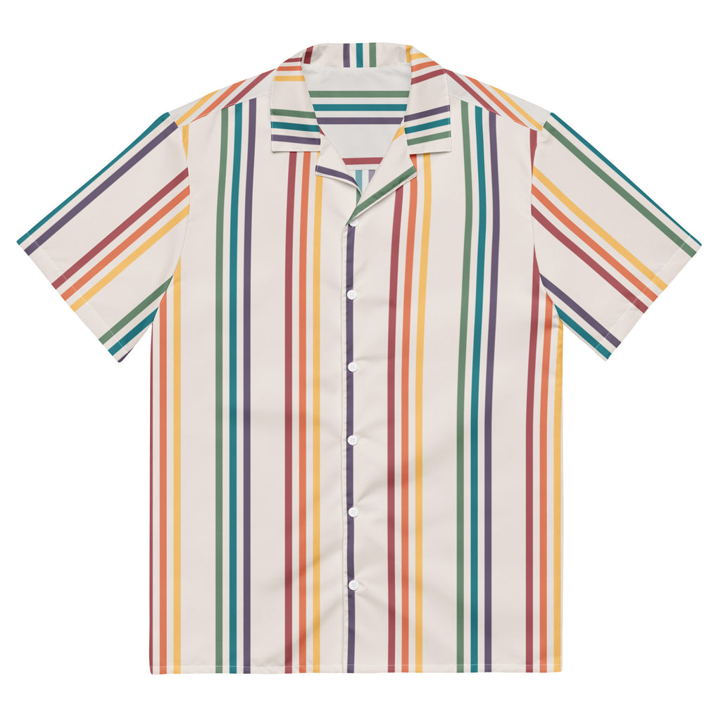 Rainbow Stripes Oversized Button Up Unisex Shirt