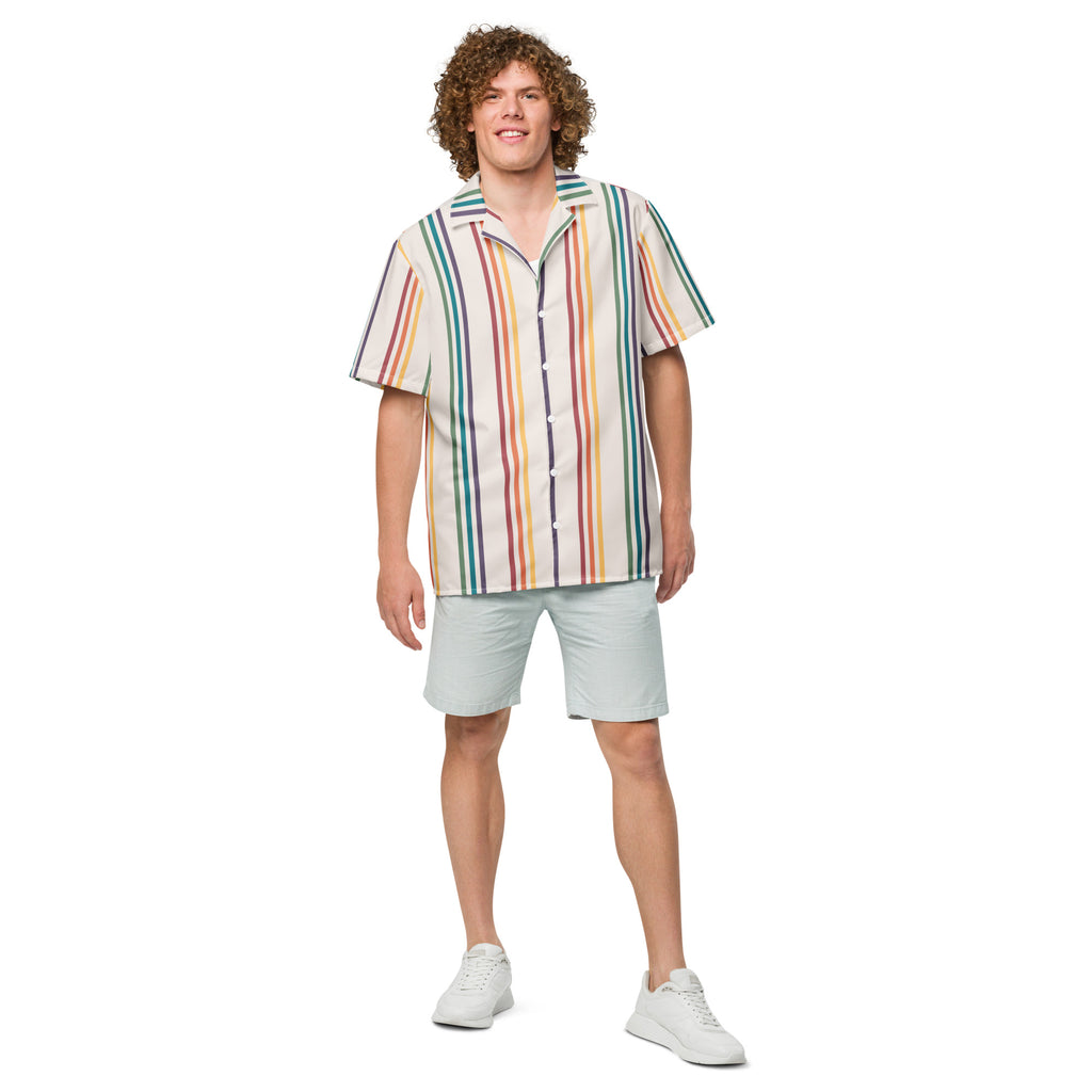 Rainbow Stripes Oversized Button Up Unisex Shirt