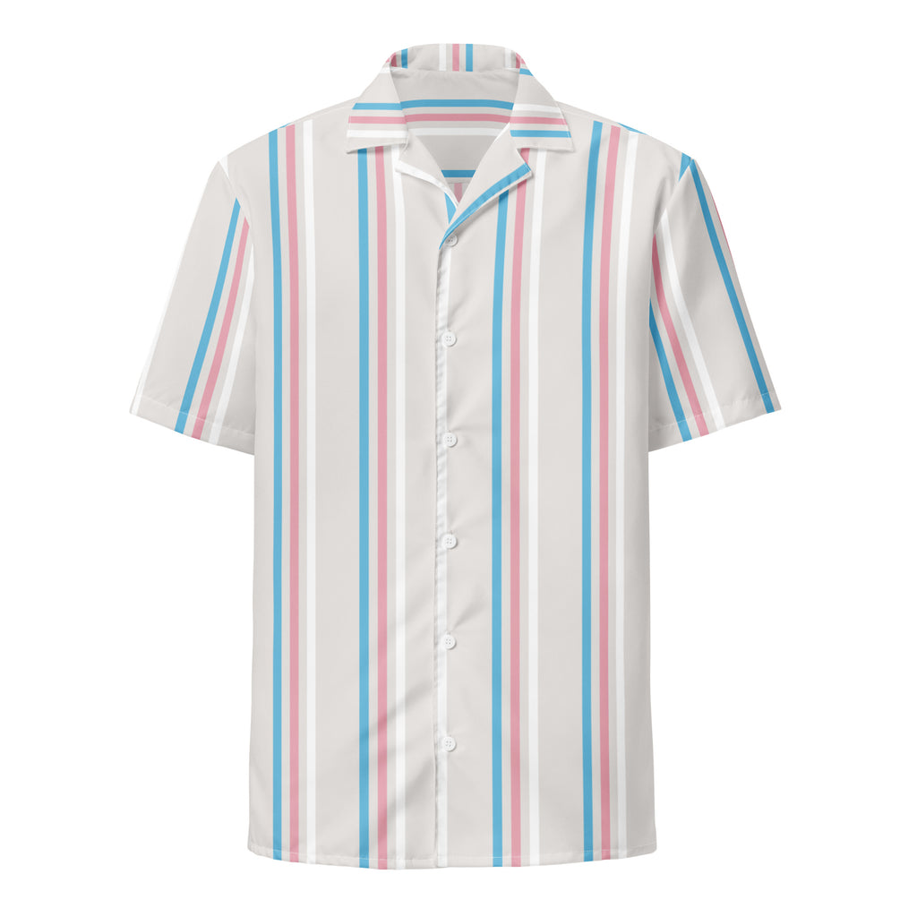 Trans Stripes Oversized Button Up Unisex Shirt