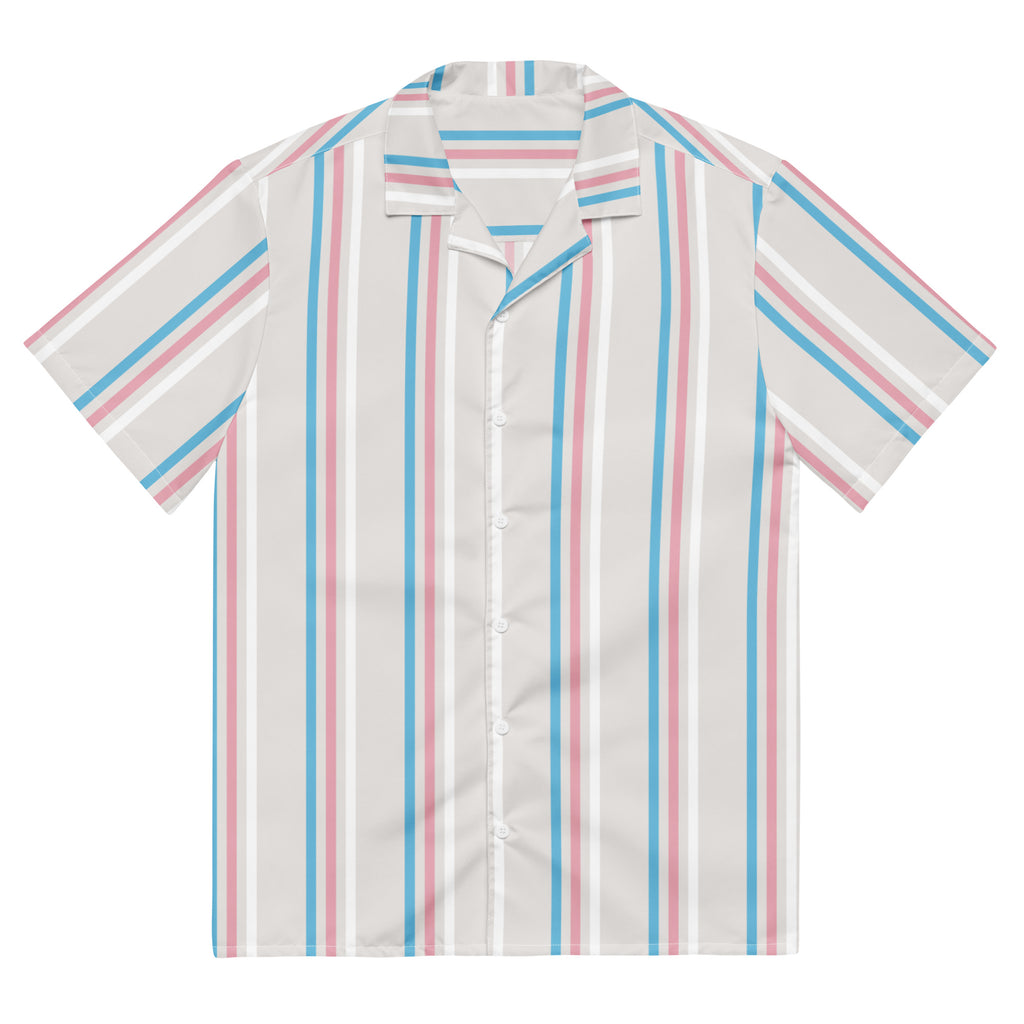 Trans Stripes Oversized Button Up Unisex Shirt