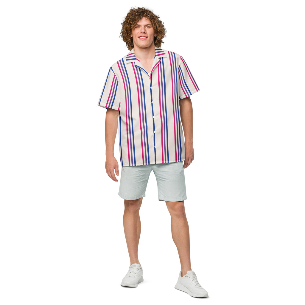 Bisexual Stripes Oversized Button Up Unisex Shirt