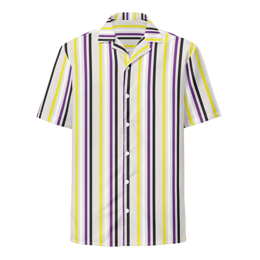 Non-Binary Stripes Oversized Button Up Unisex Shirt