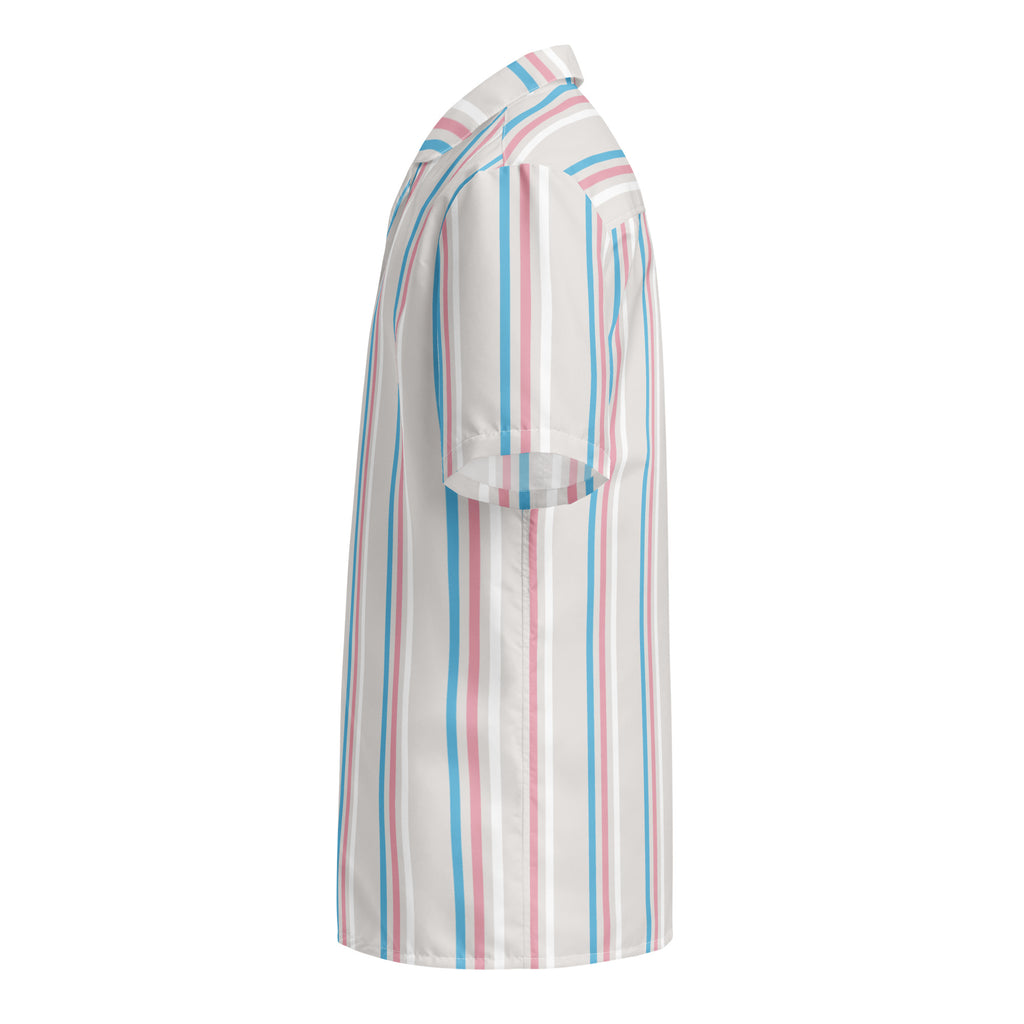 Trans Stripes Oversized Button Up Unisex Shirt