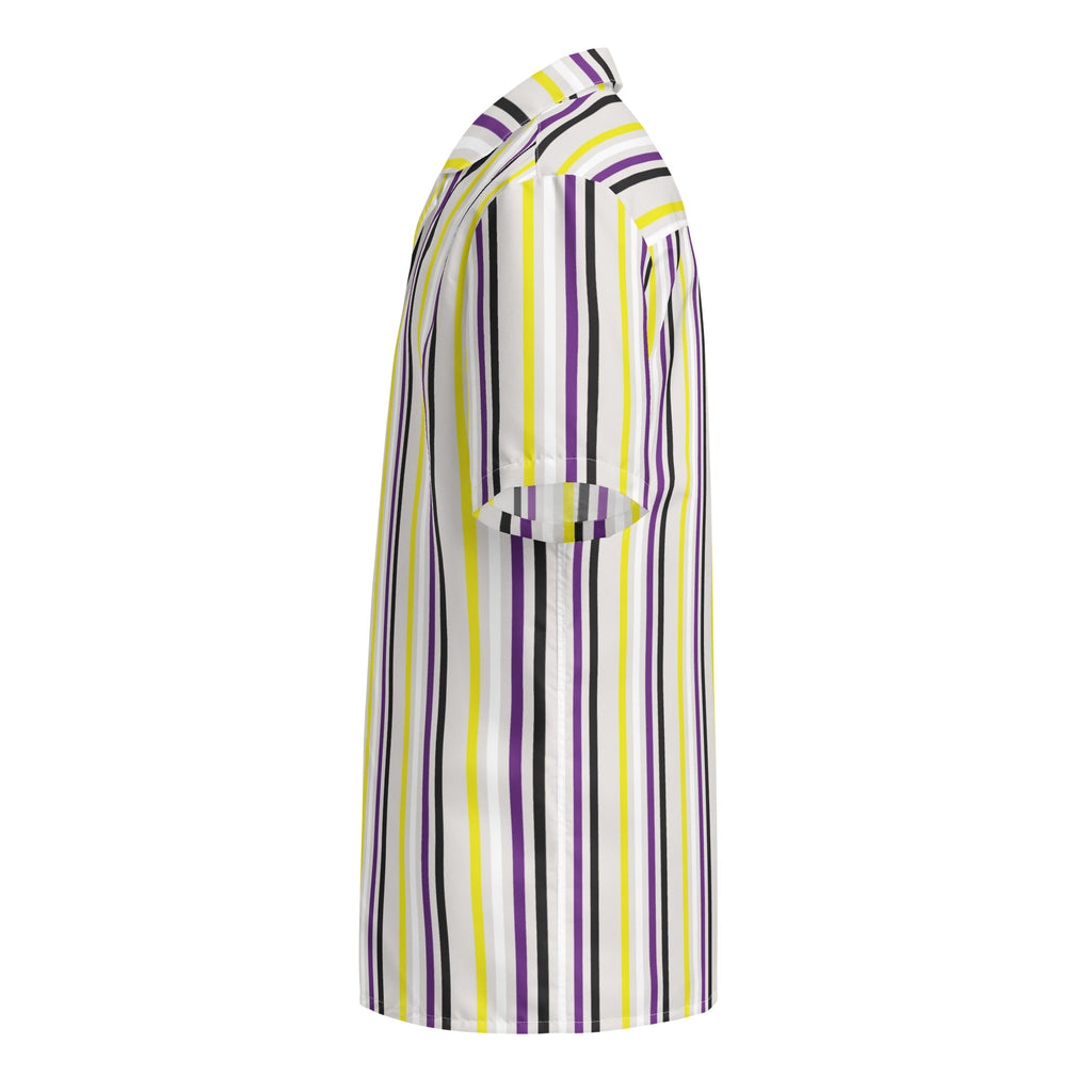 Non-Binary Stripes Oversized Button Up Unisex Shirt