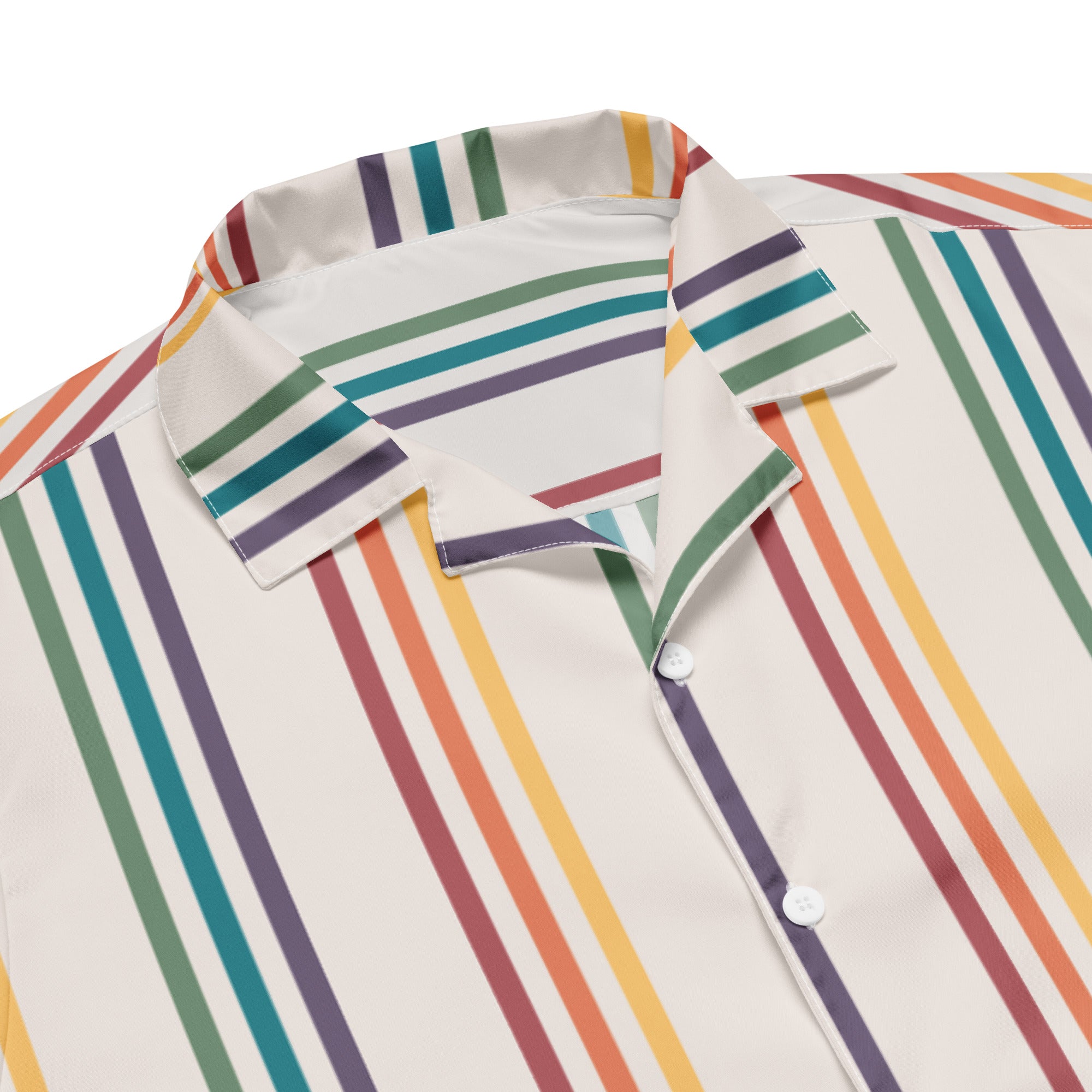 Camisa unisex de gran tamaño con botones y rayas de arcoíris