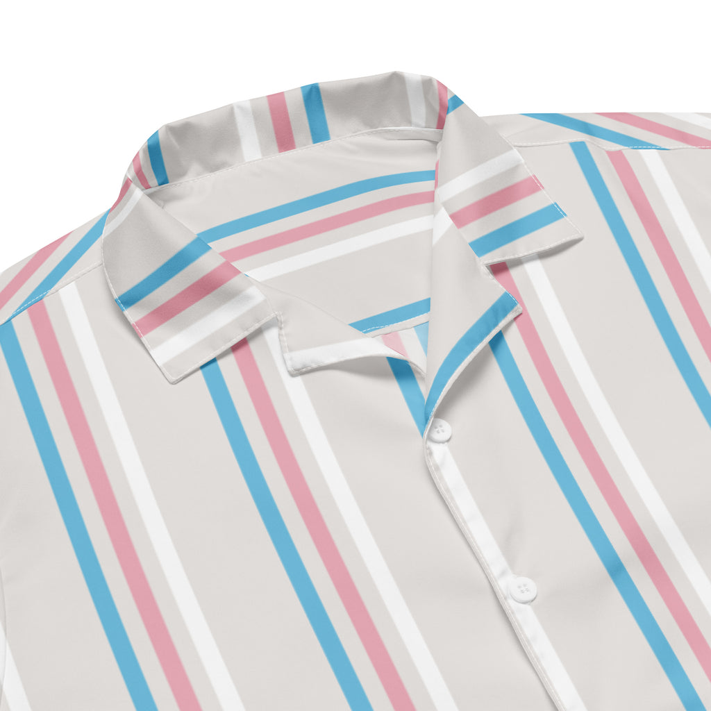 Trans Stripes Oversized Button Up Unisex Shirt