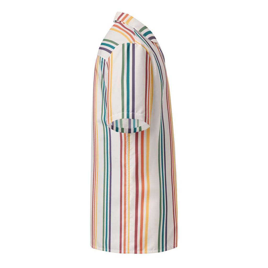 Rainbow Stripes Oversized Button Up Unisex Shirt