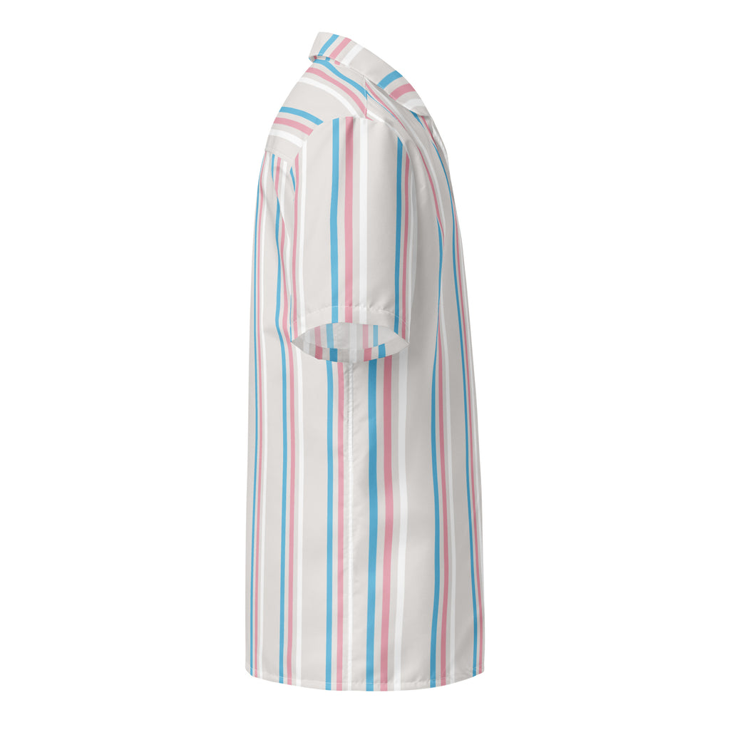 Trans Stripes Oversized Button Up Unisex Shirt