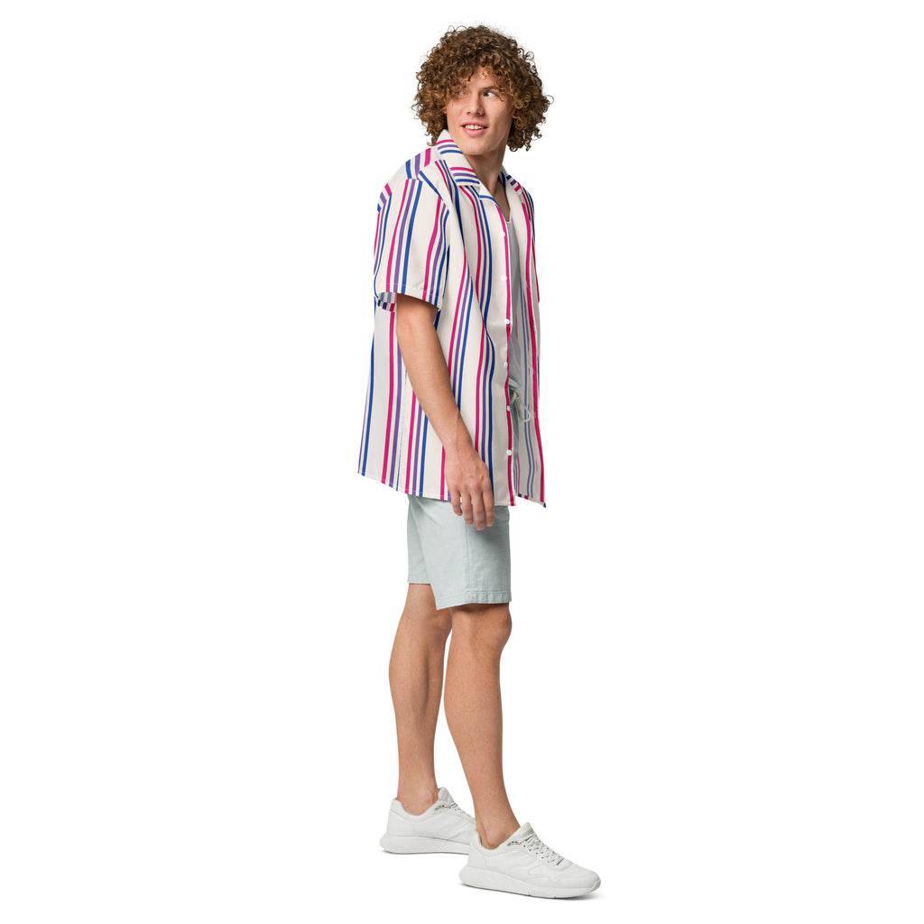 Bisexual Stripes Oversized Button Up Unisex Shirt