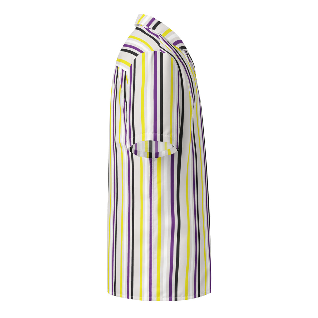 Non-Binary Stripes Oversized Button Up Unisex Shirt