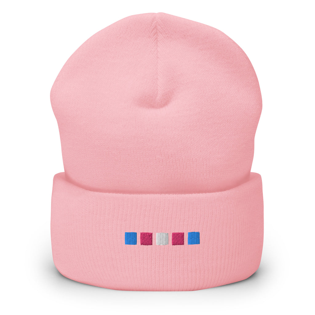 Trans Square Embroidered Cuffed Beanie