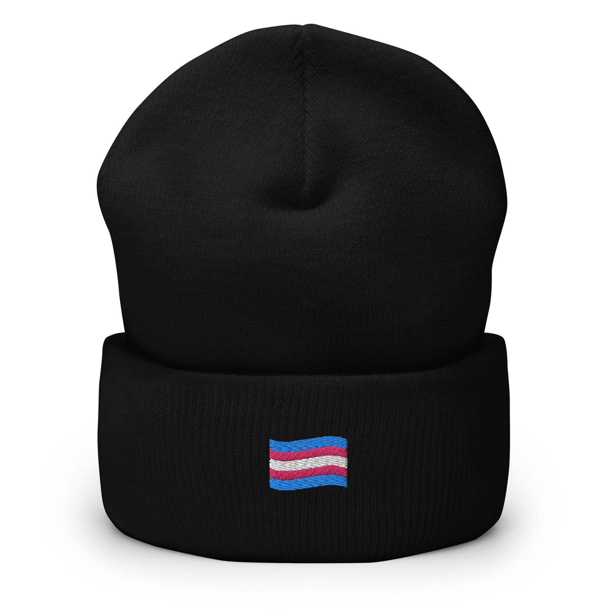 Trans Flag Emoji Embroidered Cuffed Beanie